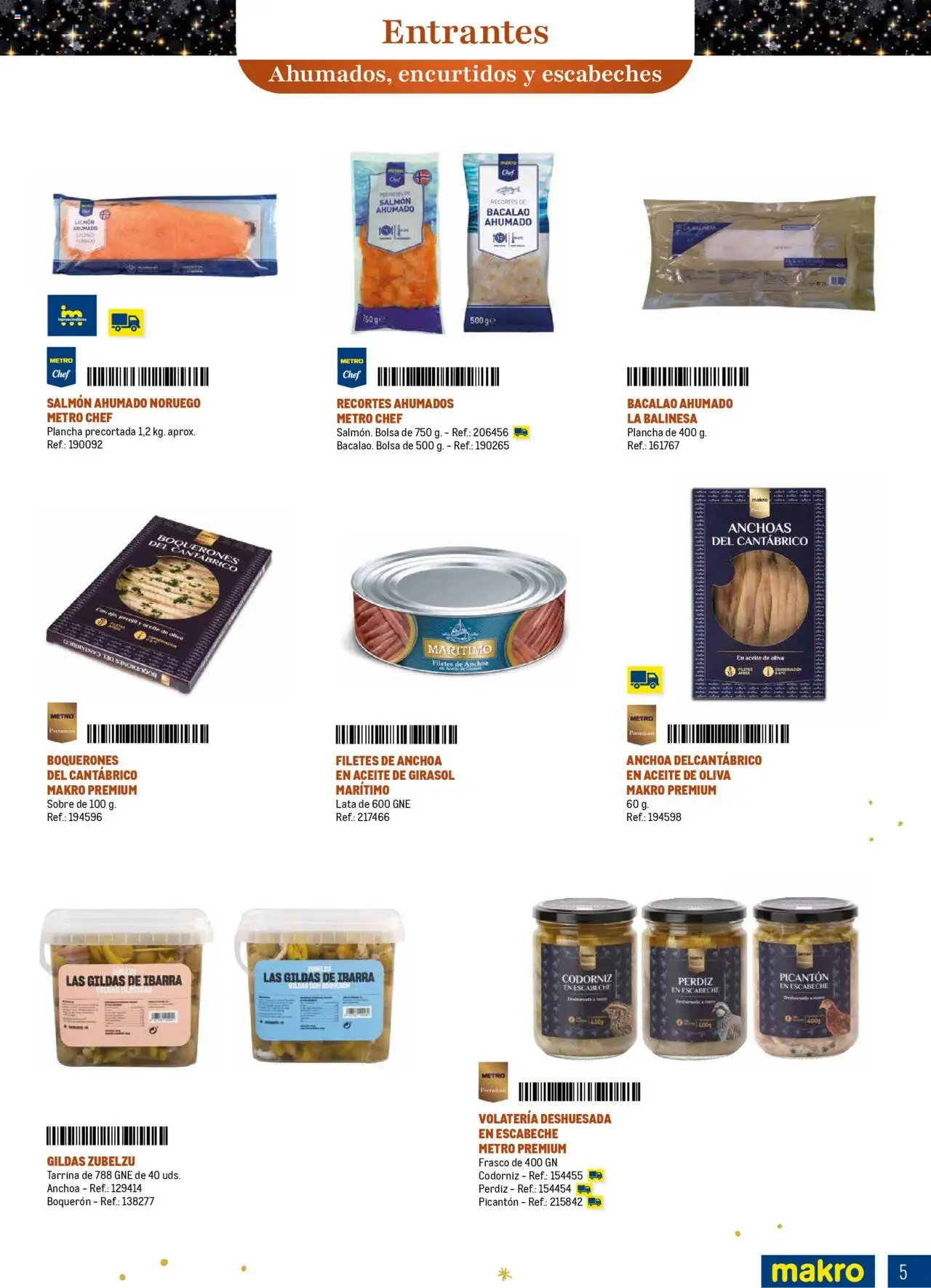 Makro - Comidas y Cenas de Navidad Norte 2 │ válido desde el 03.10.2025 | Página: 5 | Productos: Aceite, Bolsa, Salmón ahumado, Anchoa