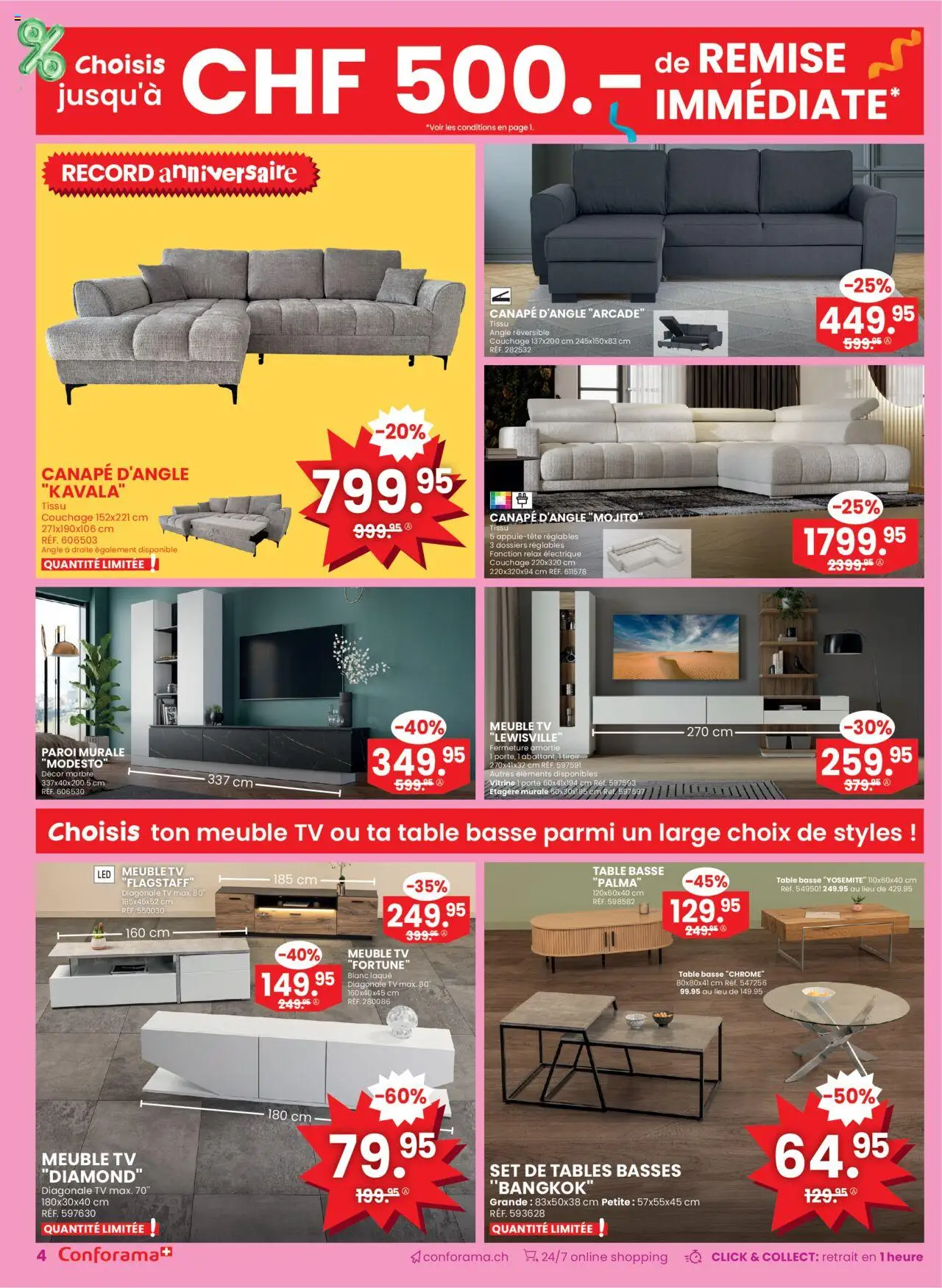 Conforama Aktionen Remise Immédiate – gültig ab 03.09.2025 | Seite: 4 | Produkte: Vitrine, TV