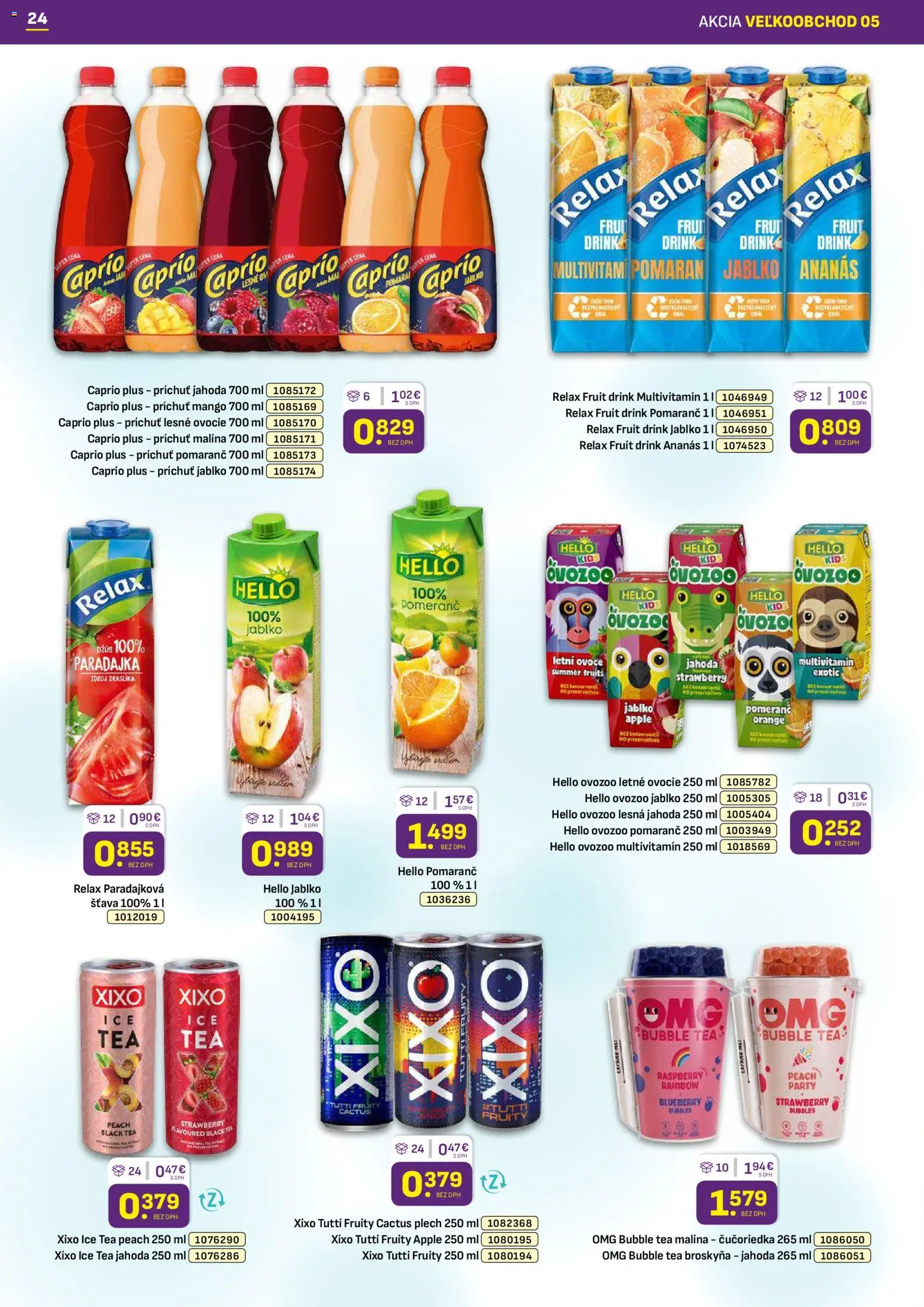 Nové Libex akcie – leták je platný od 02.03.2026 | Strana: 24 | Produkty: Džús, Ananás, Mango, Ovocie