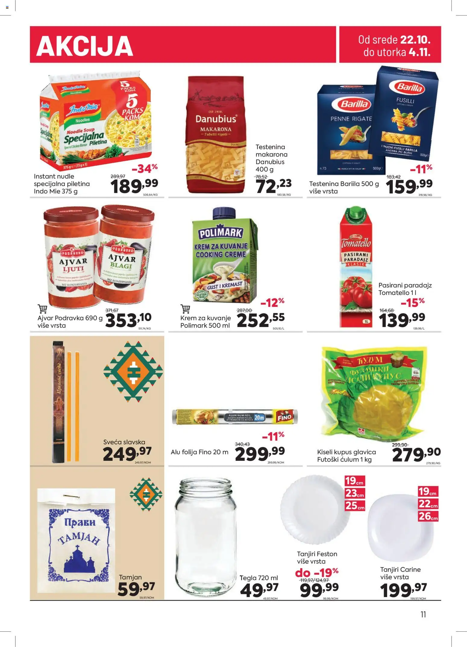 PerSu katalog - važi od 22.10.2025 | Strana: 11 | Proizvode: Testenina, Ajvar, Pasirani paradajz, Nudle