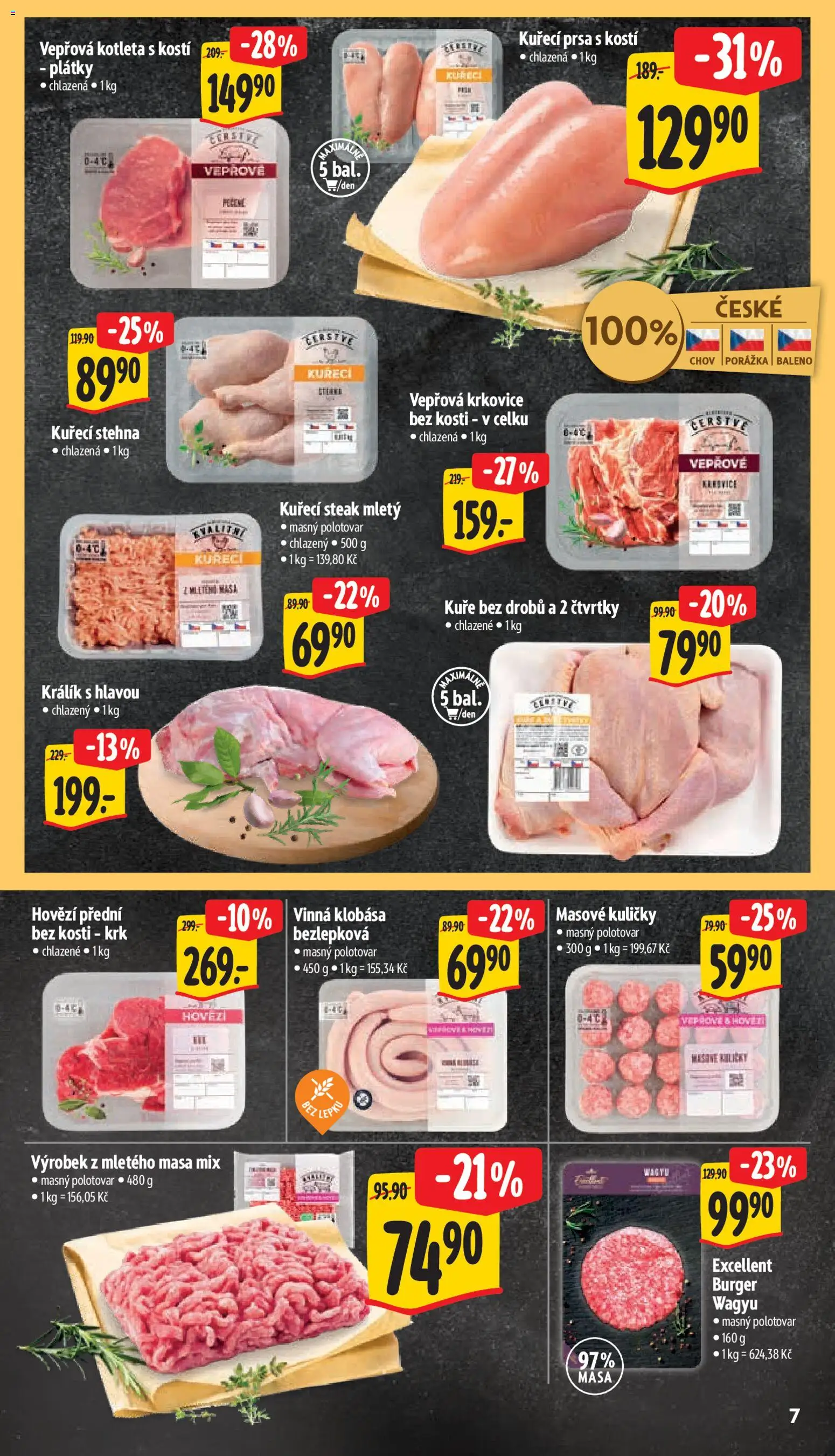 Albert leták - Supermarket od 28.01.2026 | Strana: 13 | Produkty: Kuřecí prsa, Klobása, Kuře, Krkovice