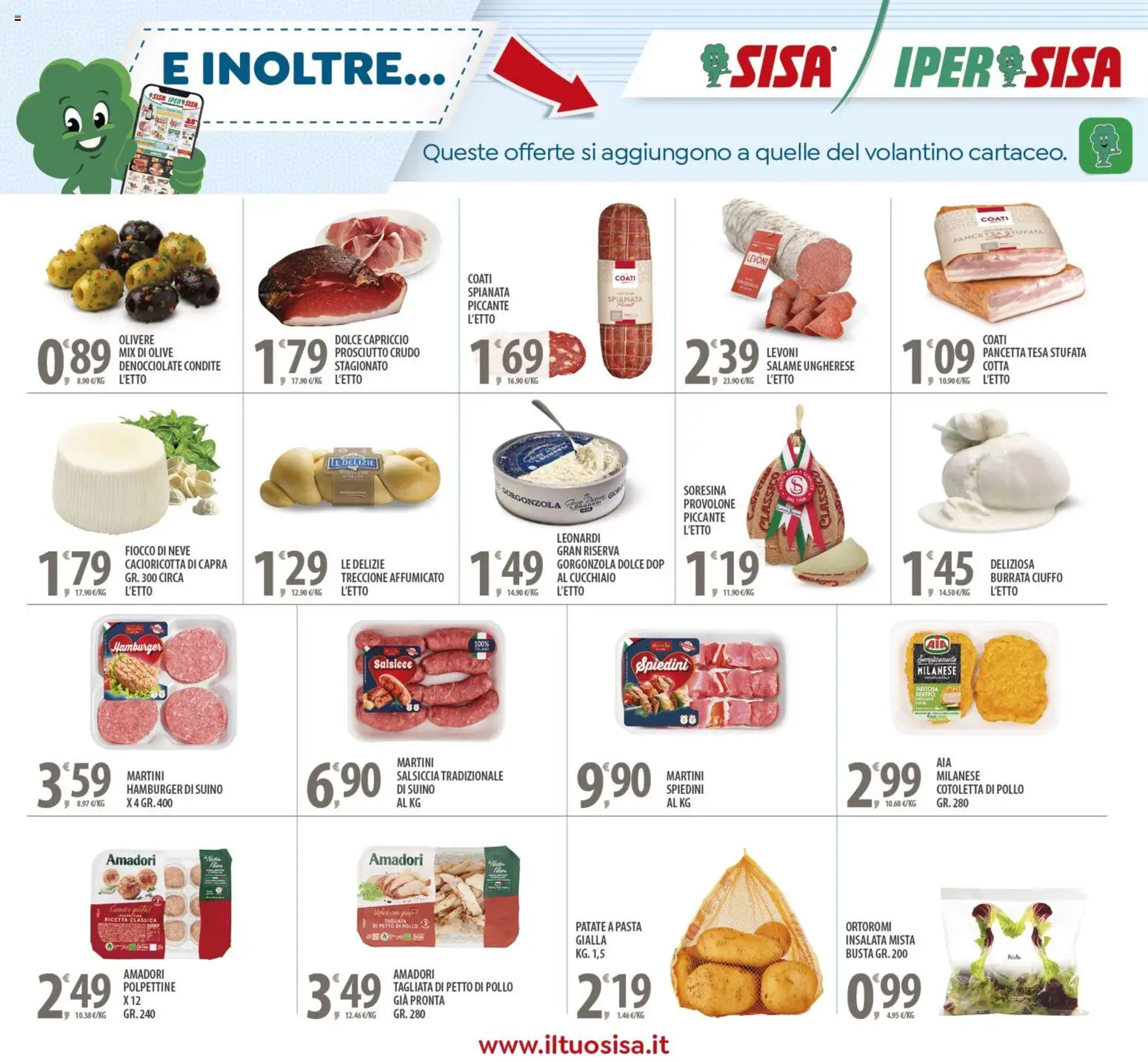 Volantino SISA del 04.11.2025 | Pagina: 19 | Prodotti: Prosciutto Crudo, Olive, Salsiccia, Gorgonzola