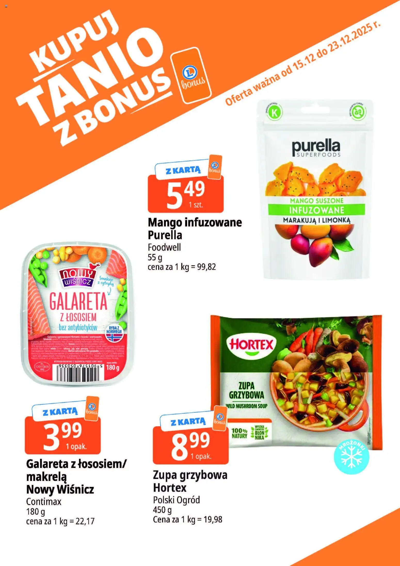 E.Leclerc Gazetka - Warszawa Ursynów kupony dodatkowe od 15.12.2025 | Strona: 13 | Produkty: Mango, Karta, Limonka, Zupa