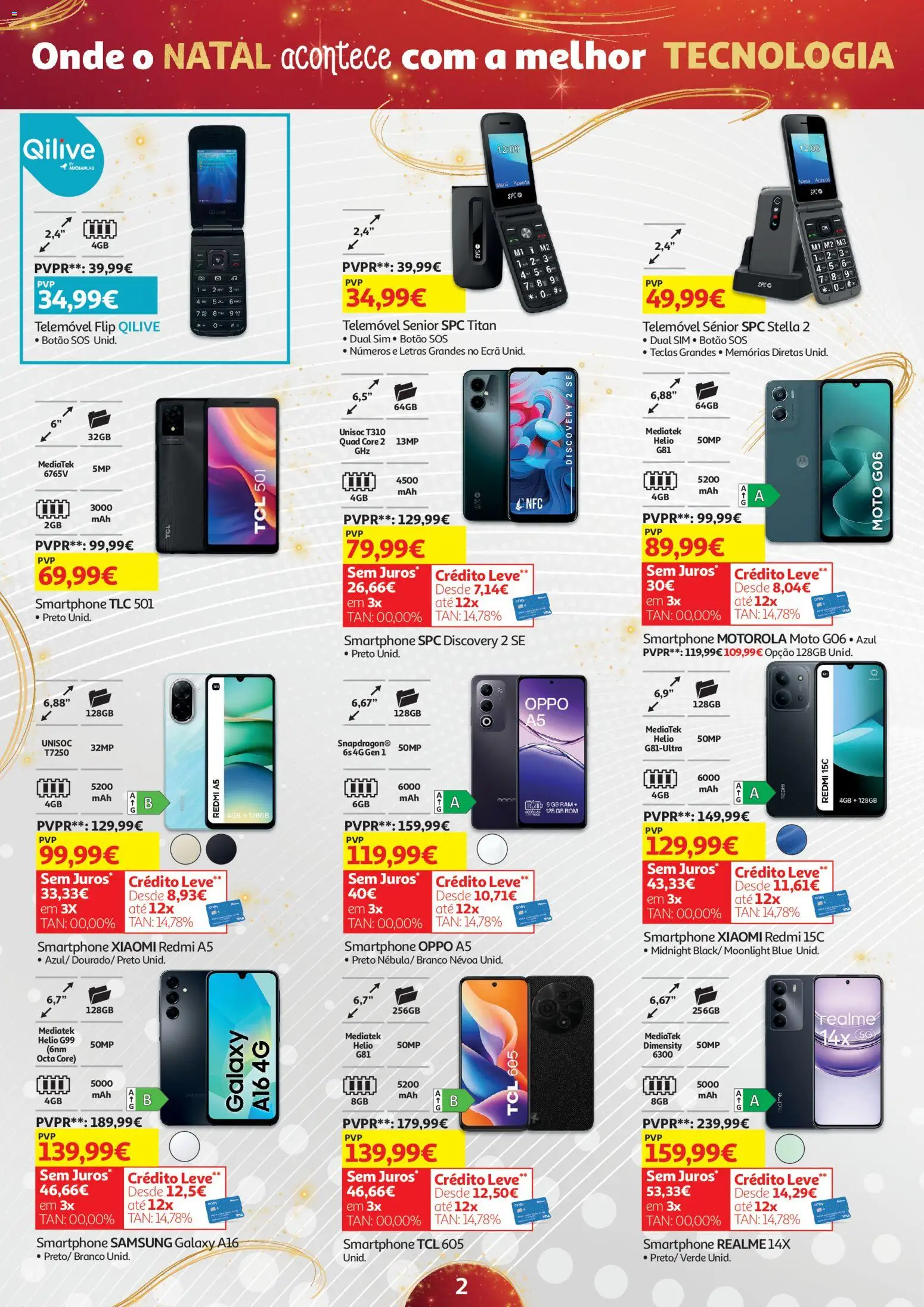 Auchan - Onde o Natal acontece com a melhor tecnologia │ válido de 21.11.2025 | Página: 2 | Produtos: Smartphone, Telemóvel