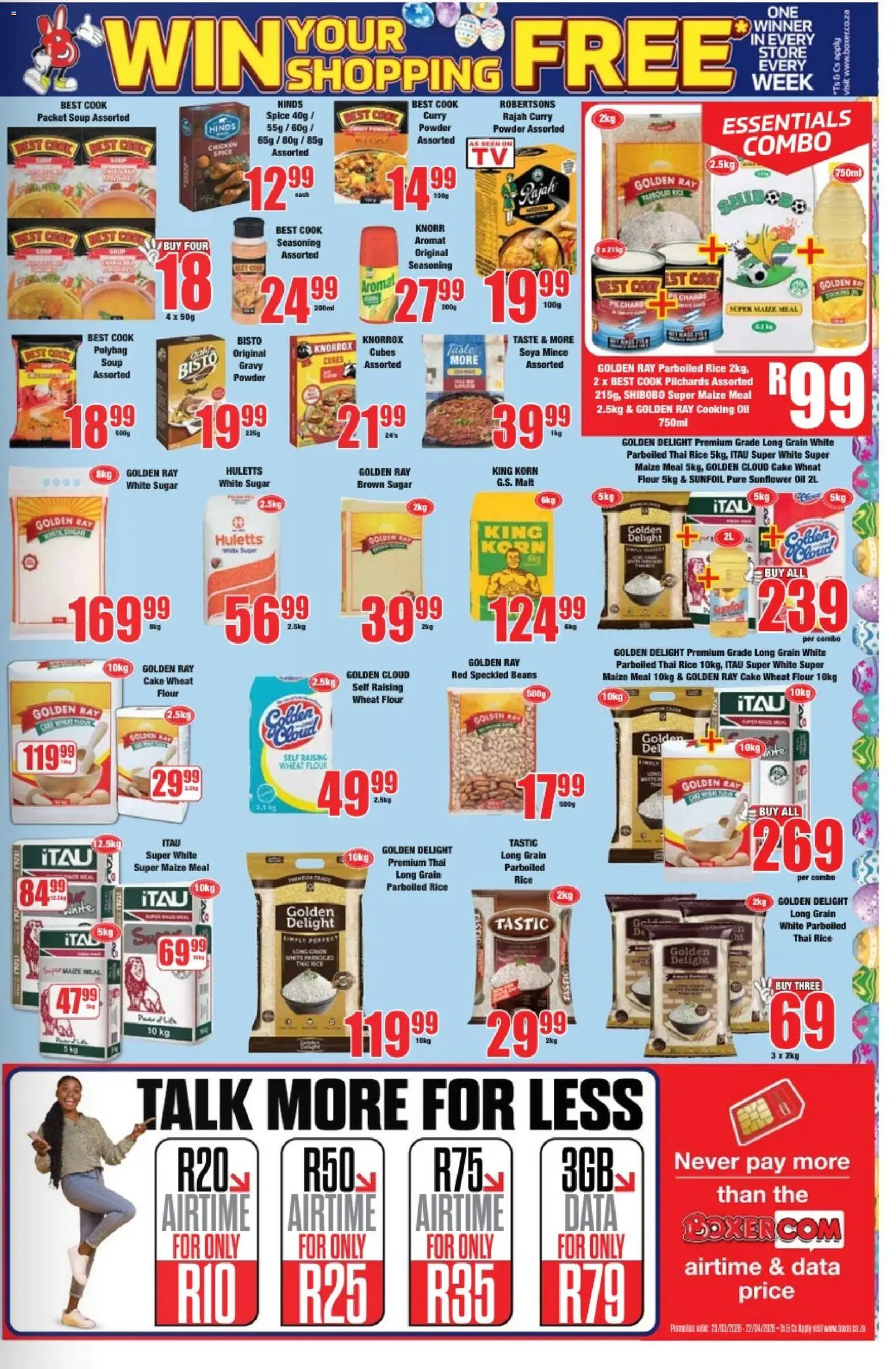 New Boxer catalogue – valid from 23.03.2026 | Page: 9 | Products: Beans, Maize meal, Oil, Soup