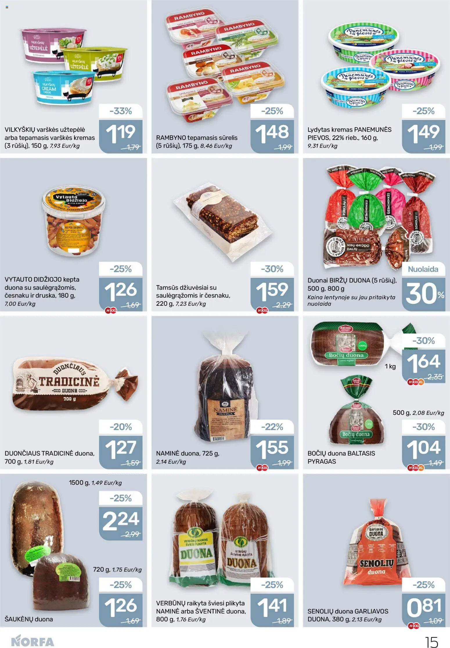 NORFA akcijos nuo 13.11.2025 | Puslapis: 15 | Prekių: Sūrelis, Pyragas, Kremas, Duona