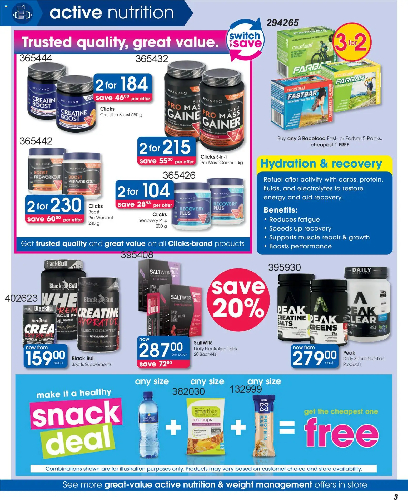 New Clicks catalogue – valid from 30.12.2025 | Page: 3 | Products: Detergente líquido, Switch, Rice, Supplements