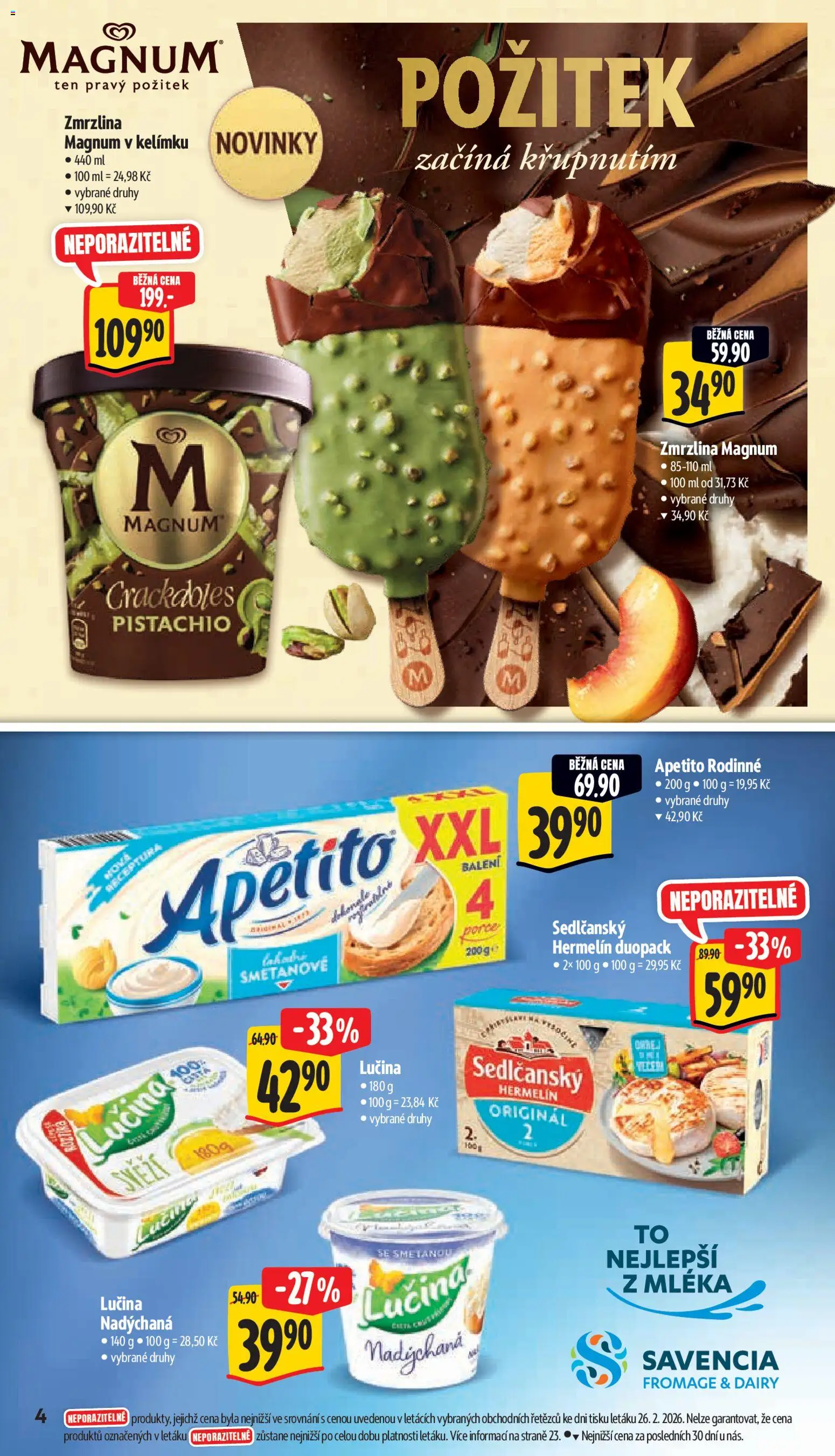 Albert leták - Supermarket od 04.03.2026 | Strana: 10 | Produkty: Lučina, Zmrzlina, Hermelín, Magnum