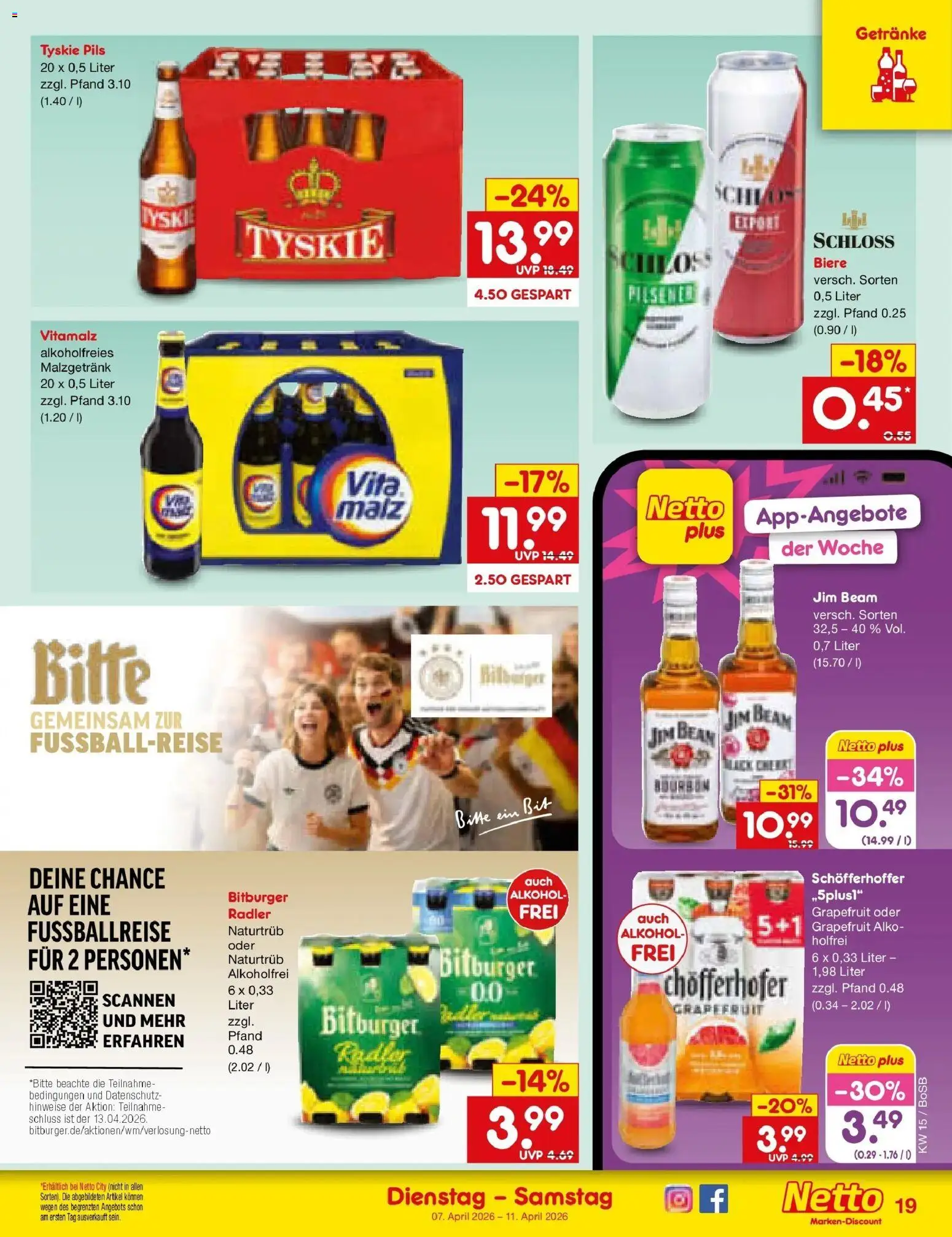 Netto Marken-Discount Prospekt Stadtlohn	 – gültig ab 05.04.2026 | Seite: 21 | Produkte: Jim beam, Tyskie, Pils, Radler