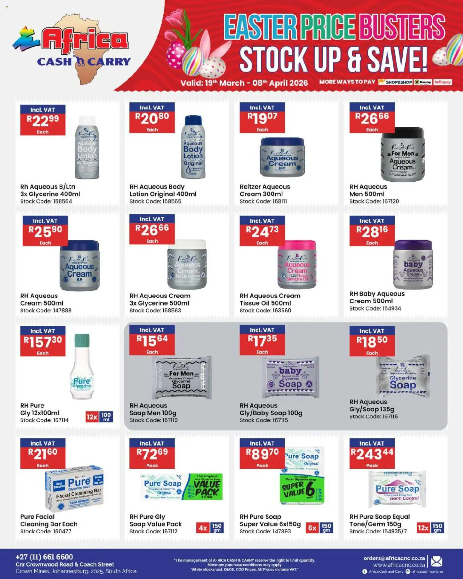 New Africa Cash & Carry catalogue – valid from 19.03.2026 | Page: 62 | Products: Oil, Cream, Soap, Lotion