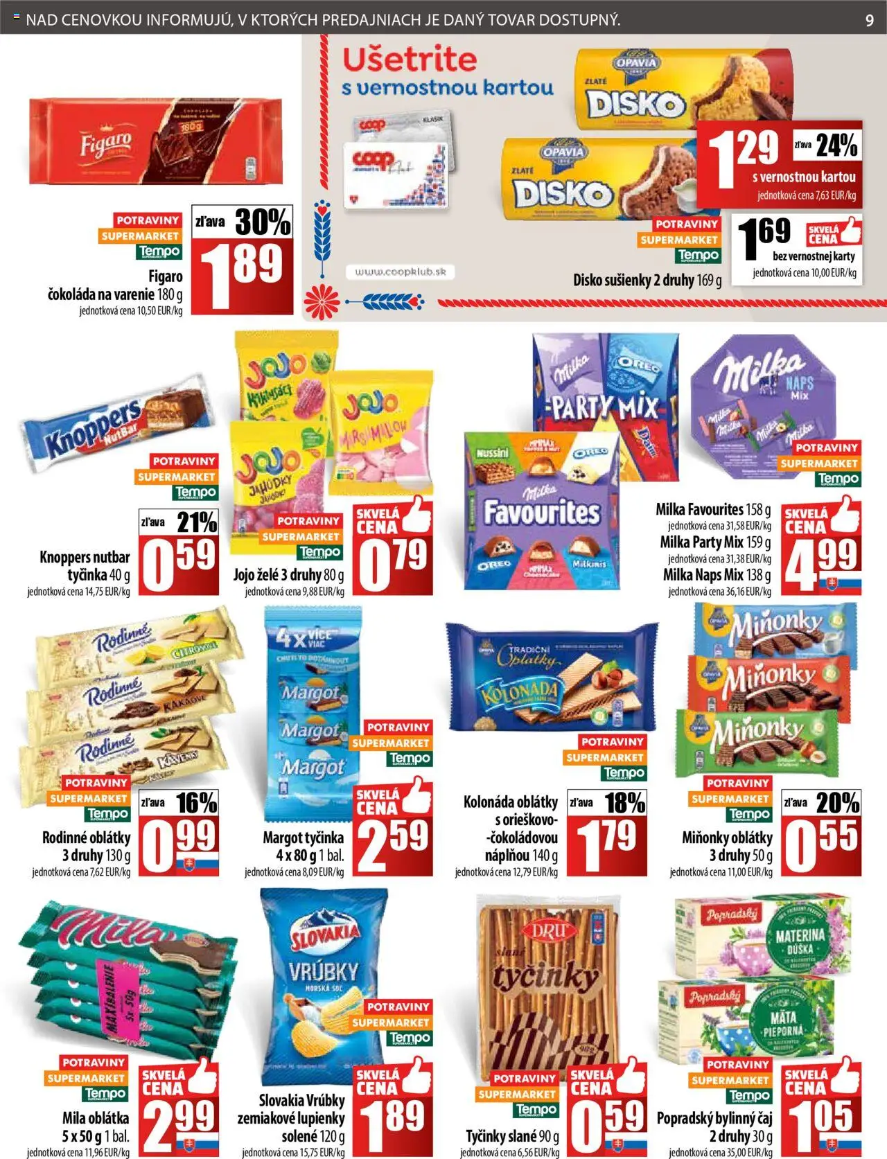 COOP Jednota leták │ platný od 17.07.2025 | Strana: 9 | Produkty: Čaj, Čokoláda, Mila, Milka