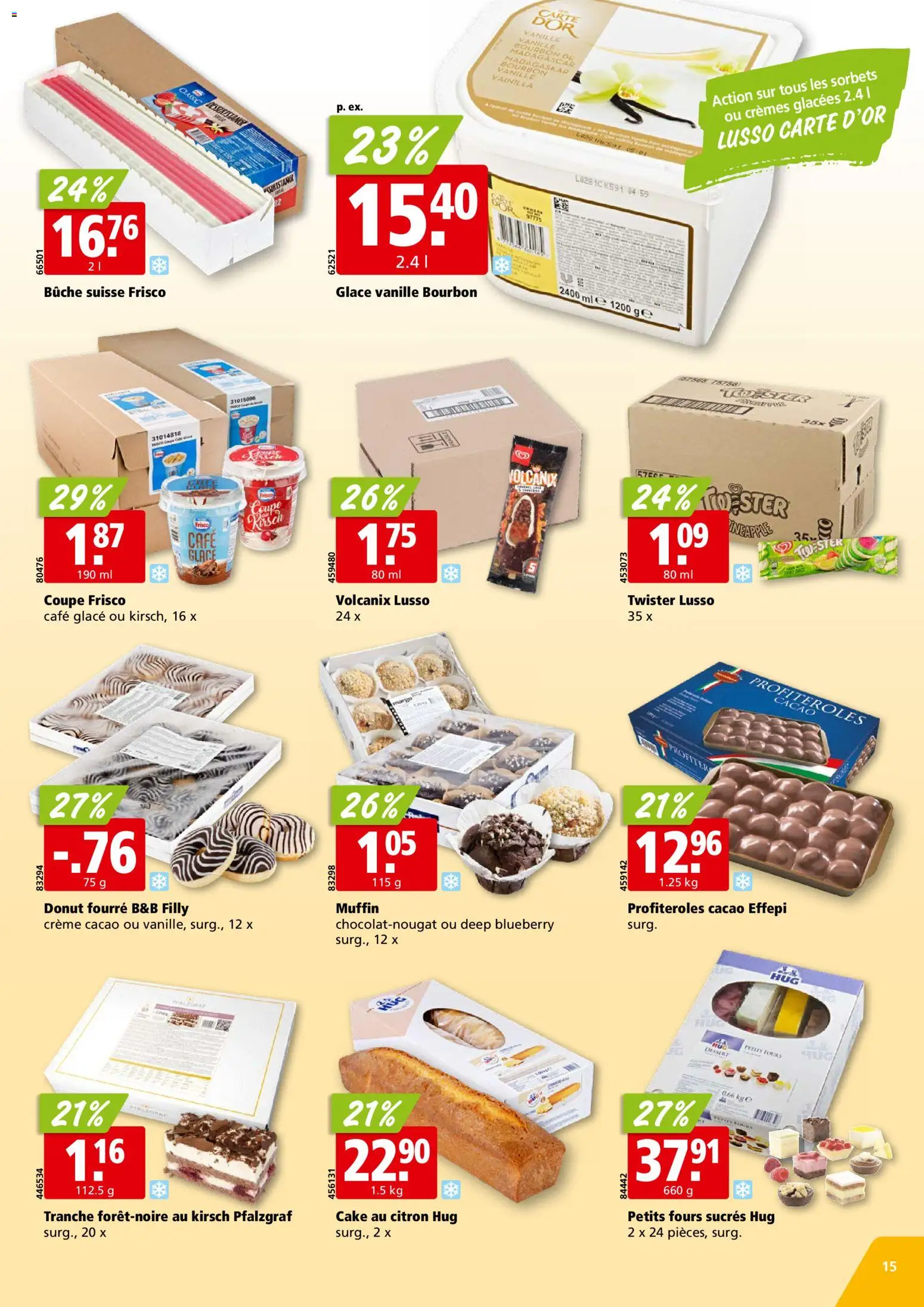 Aligro aktionen Chavannes, Matran, Genève, Sion – gültig ab 09.03.2026 | Seite: 15 | Produkte: Glace, Bourbon, Creme