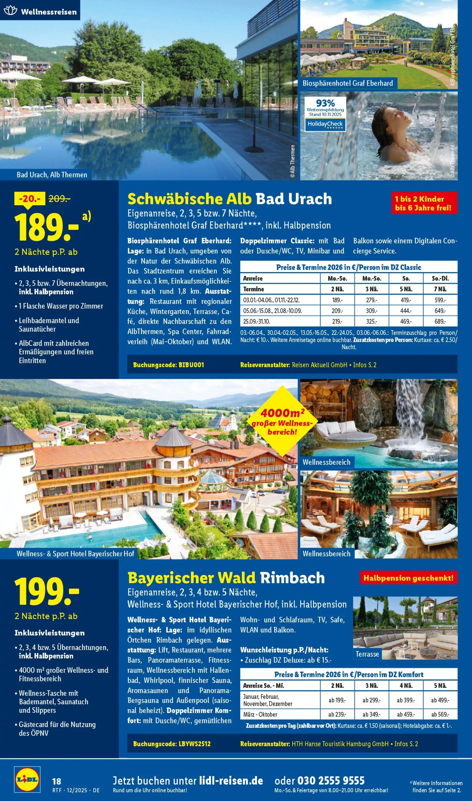 Lidl Reisen Dezember/Januar Reise-Highlights – gültig ab 12.12.2025 | Seite: 18 | Produkte: Bad, Wasser, Uhr