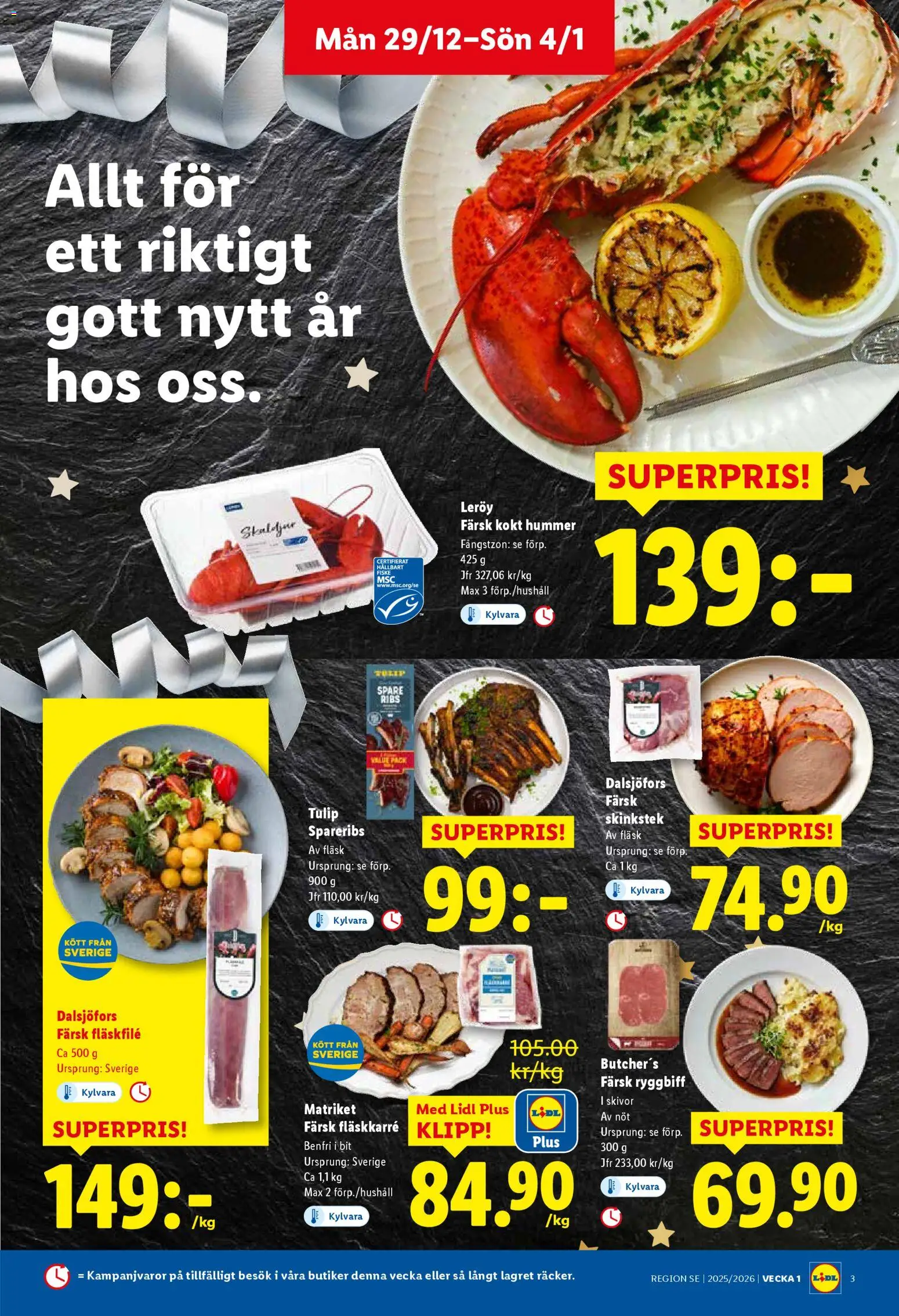 Lidl reklamblad aktuell från 29.12.2025 | Sida: 3 | Produkter: Fläsk