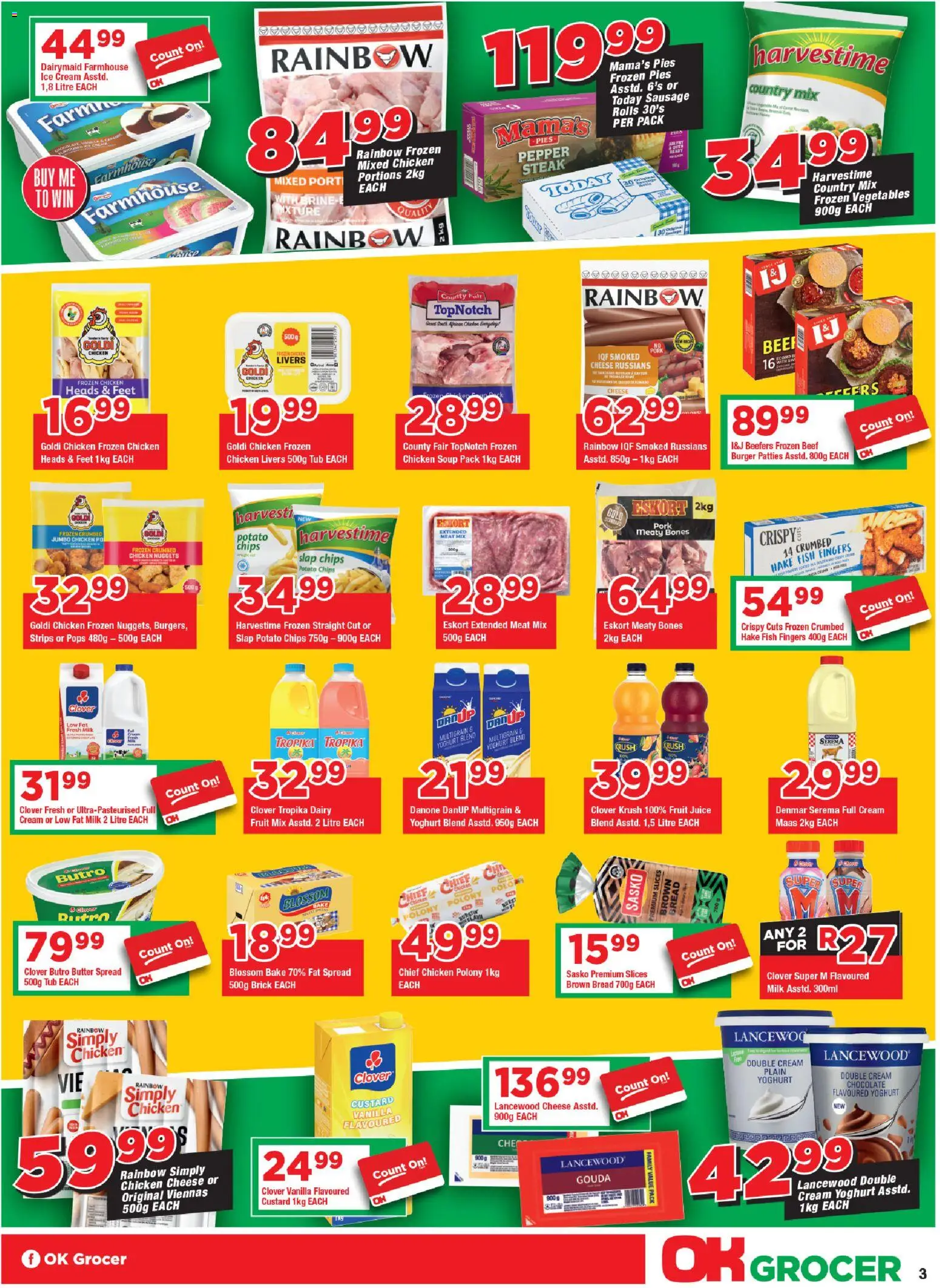 New OK Foods catalogue – valid from 24.10.2025 | Page: 3 | Products: Cheese, Chocolate, Beef, Chips