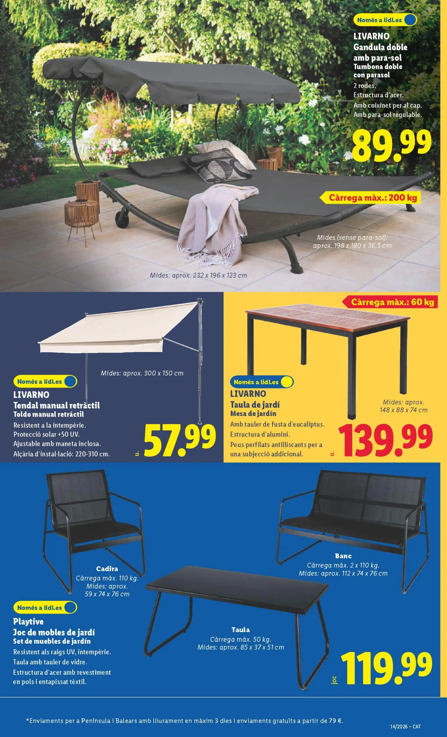 Lidl folleto de bazar │ válido desde el 30.03.2026 | Página: 5 | Productos: Mesa de jardín, Muebles, Tumbona, Mesa