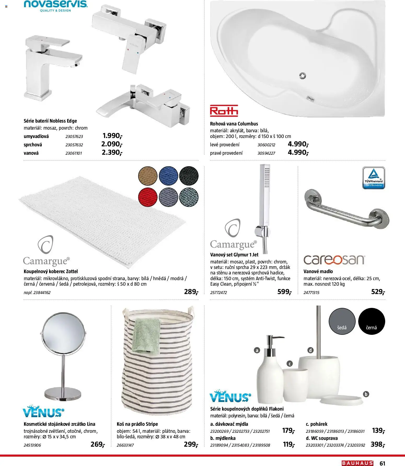 Bauhaus katalog Sanita od 03.11.2025 | Strana: 61 | Produkty: Koš na prádlo, Wc, Koberec, Koupelnový koberec