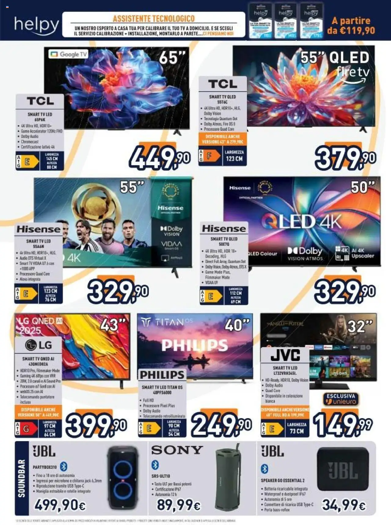 Volantino Unieuro del 13.10.2025 | Pagina: 4 | Prodotti: Telecomando, Soundbar, Speaker, Batteria