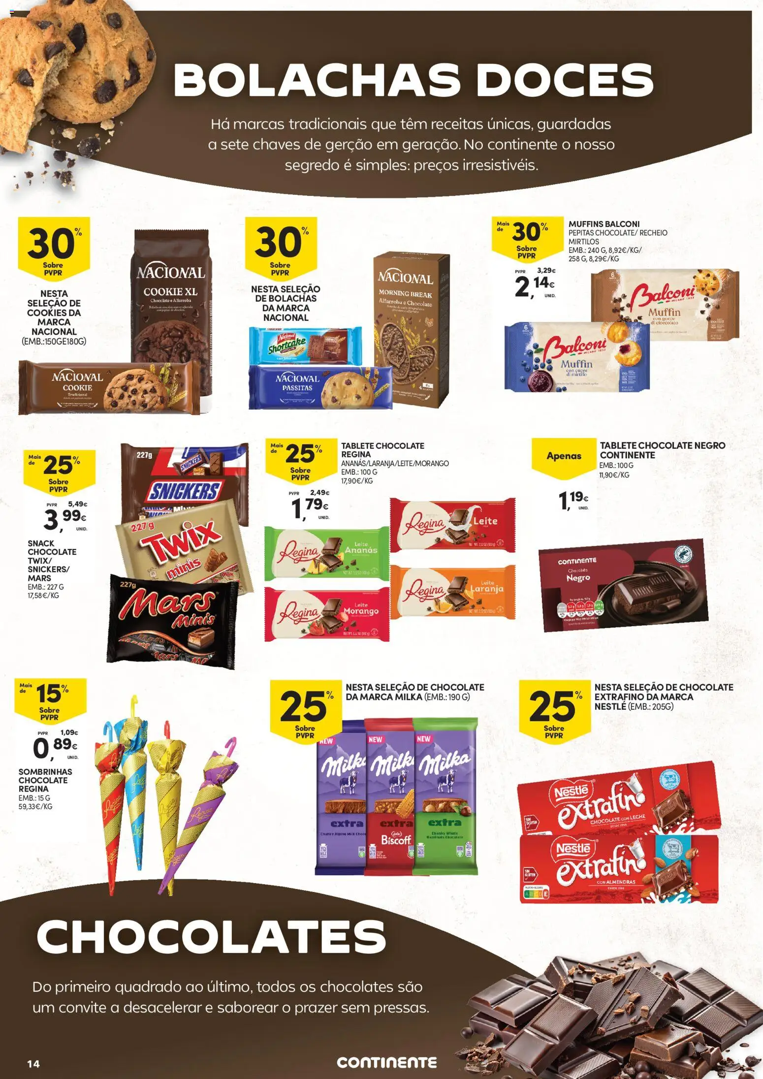 Continente - Açores │ válido de 05.03.2026 | Página: 14 | Produtos: Bolachas, Chocolates, Leite, Doces