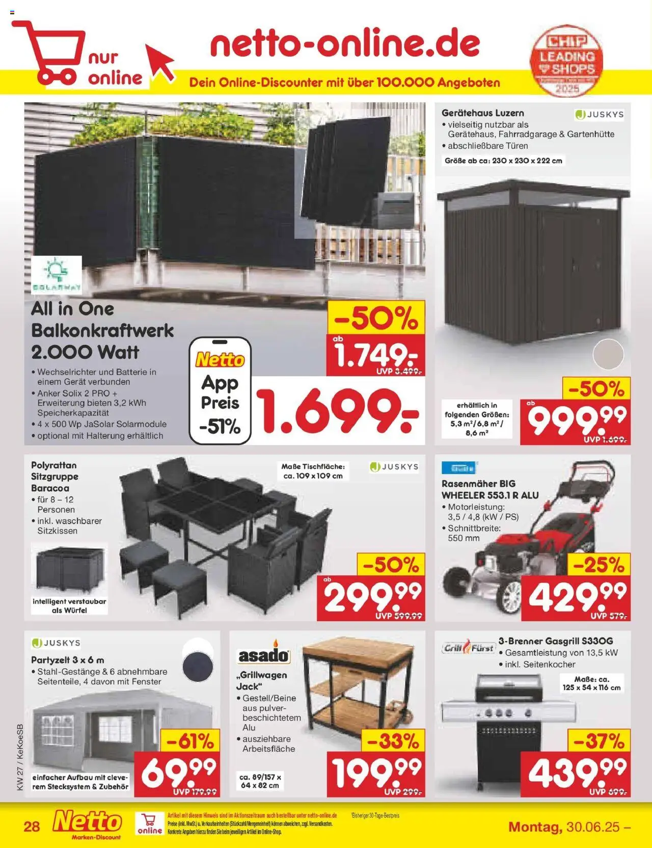 Netto Marken-Discount prospekt Köln	 - gültig ab dem 29.06.2025 | Seite: 44 | Produkte: Grill, Rasenmäher, Batterie