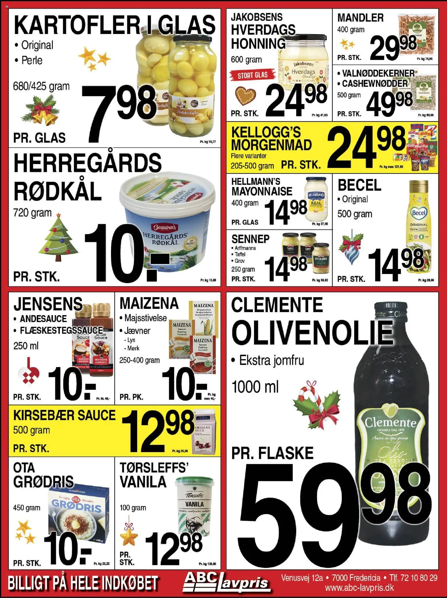 Abc Lavpris tilbudsavis – gyldig fra 10.12.2025 | Side: 4 | Produkter: Kartofler, Sennep, Honning, Olivenolie