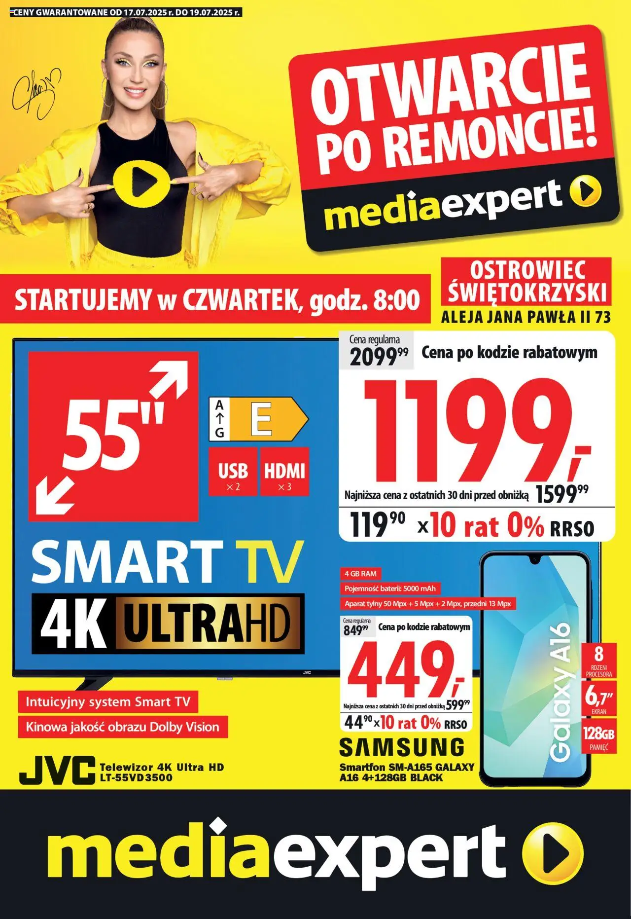 Mediaexpert Gazetka - Otwarcie po remoncie Ostrowiec Świętokrzyski, Aleja Jana Pawła II 73 od 17.07.2025 | Strona: 1 | Produkty: Smartfon