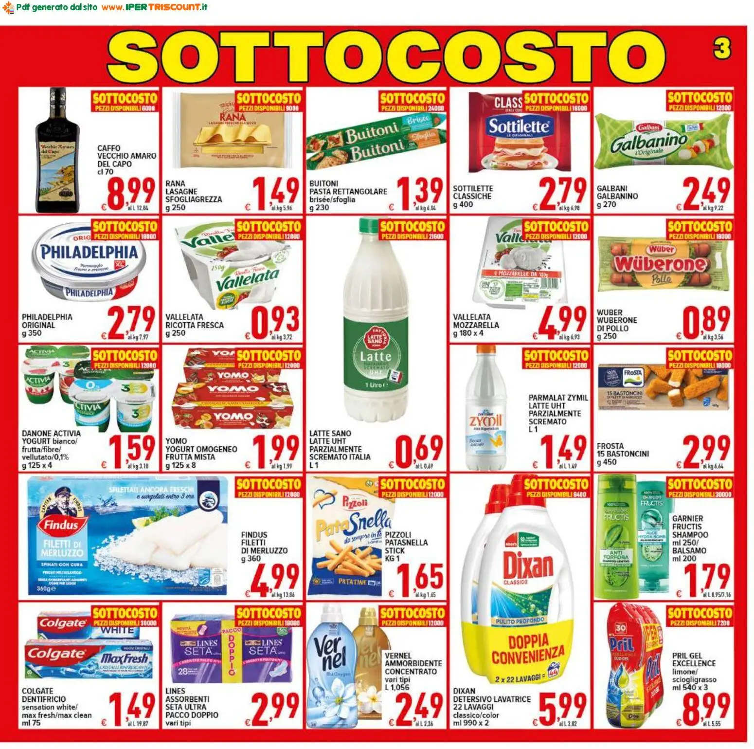Volantino Ipertriscount del 17.03.2026 | Pagina: 3 | Prodotti: Yogurt, Ammorbidente, Merluzzo, Ricotta