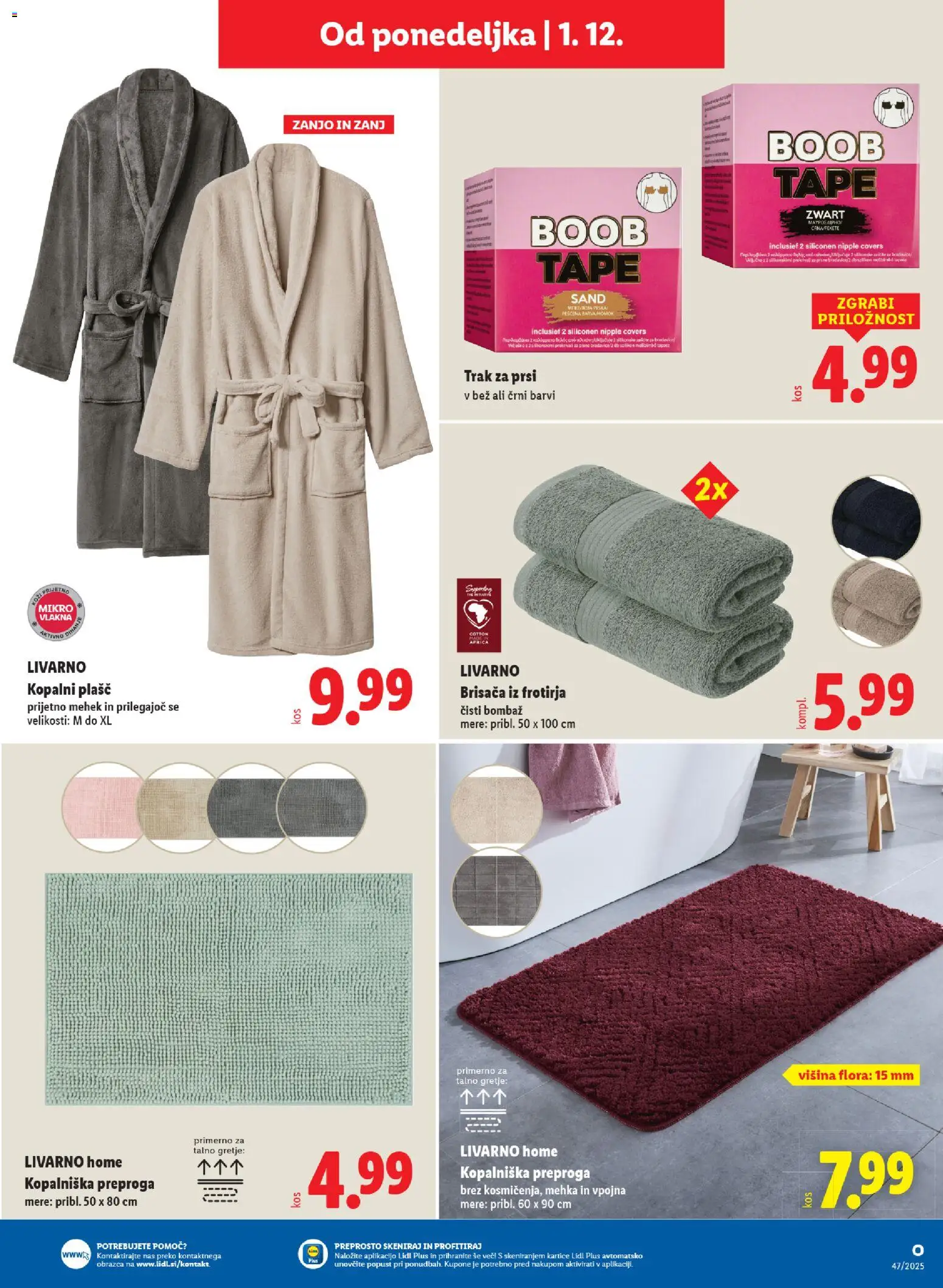 Novi Lidl katalog ponudbe – veljaven od 27.11.2025 | Stran: 59 | Izdelki: Brisača, Preproga, Plasc, Kopalni plasc
