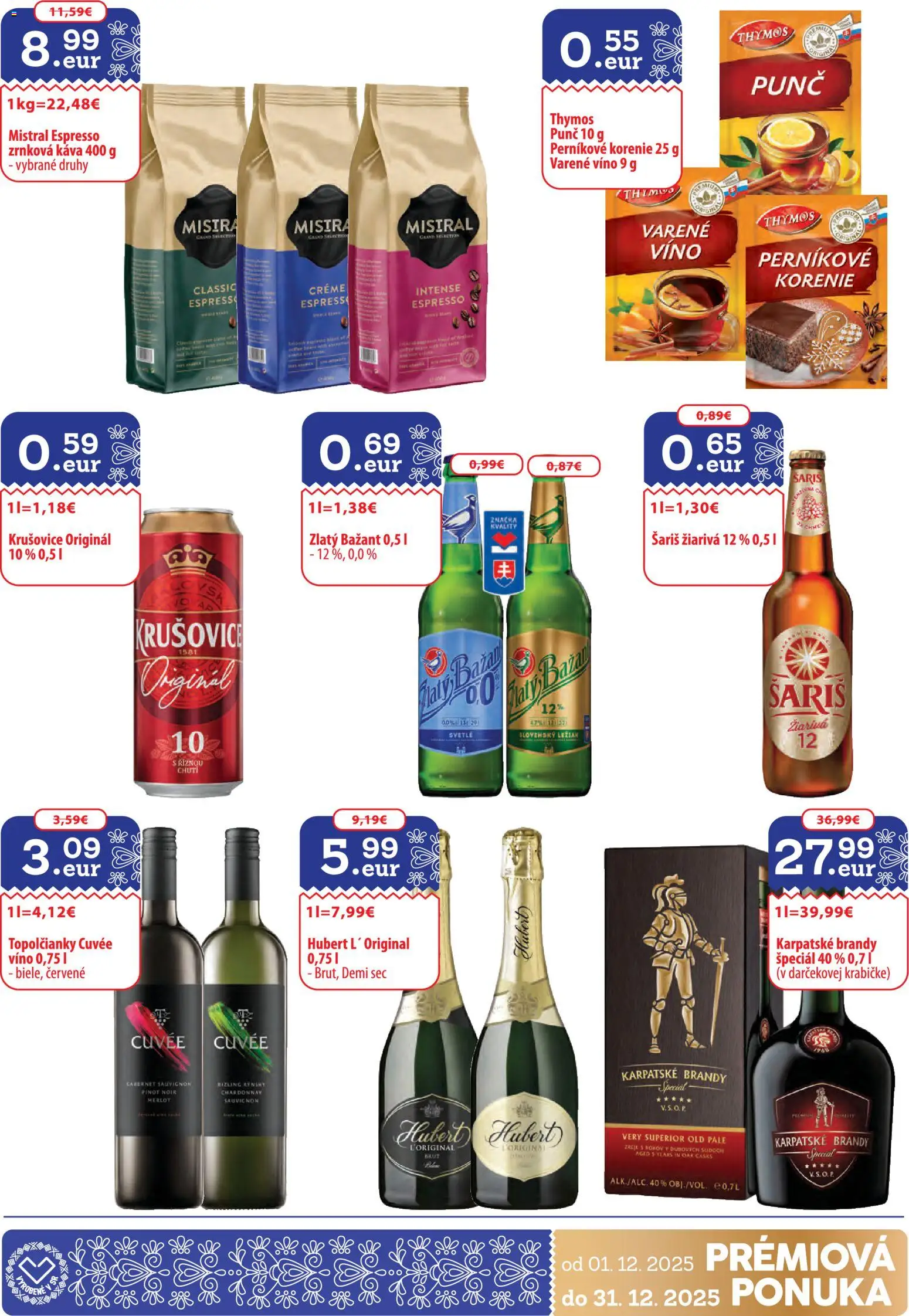 Nové Nitrazdroj akcie – leták je platný od 01.12.2025 | Strana: 29 | Produkty: Káva, Víno, Zlatý Bažant, Zrnková káva