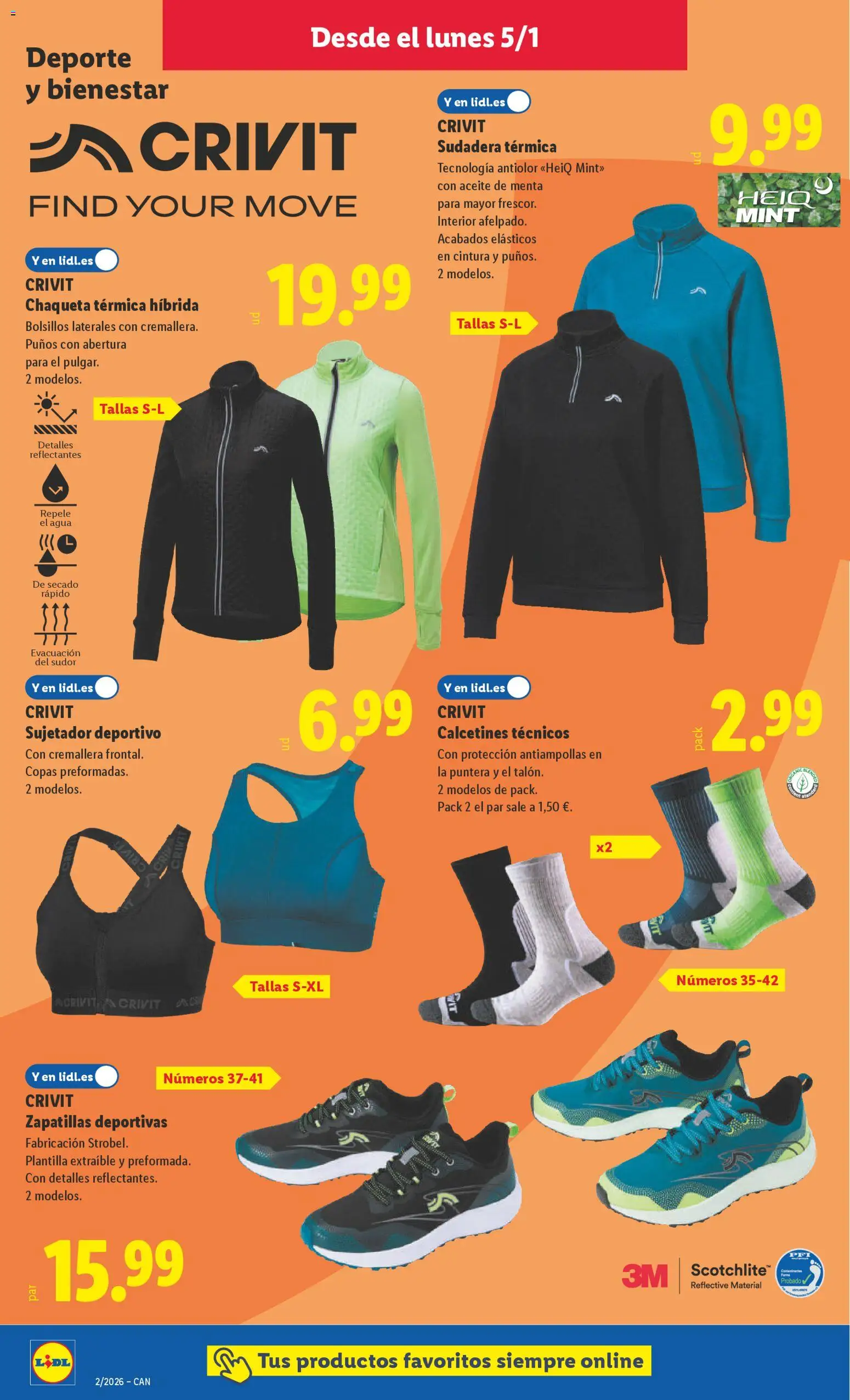 Lidl - Canarias │ válido desde el 05.01.2026 | Página: 4 | Productos: Sudadera, Chaqueta, Aceite, Zapatillas