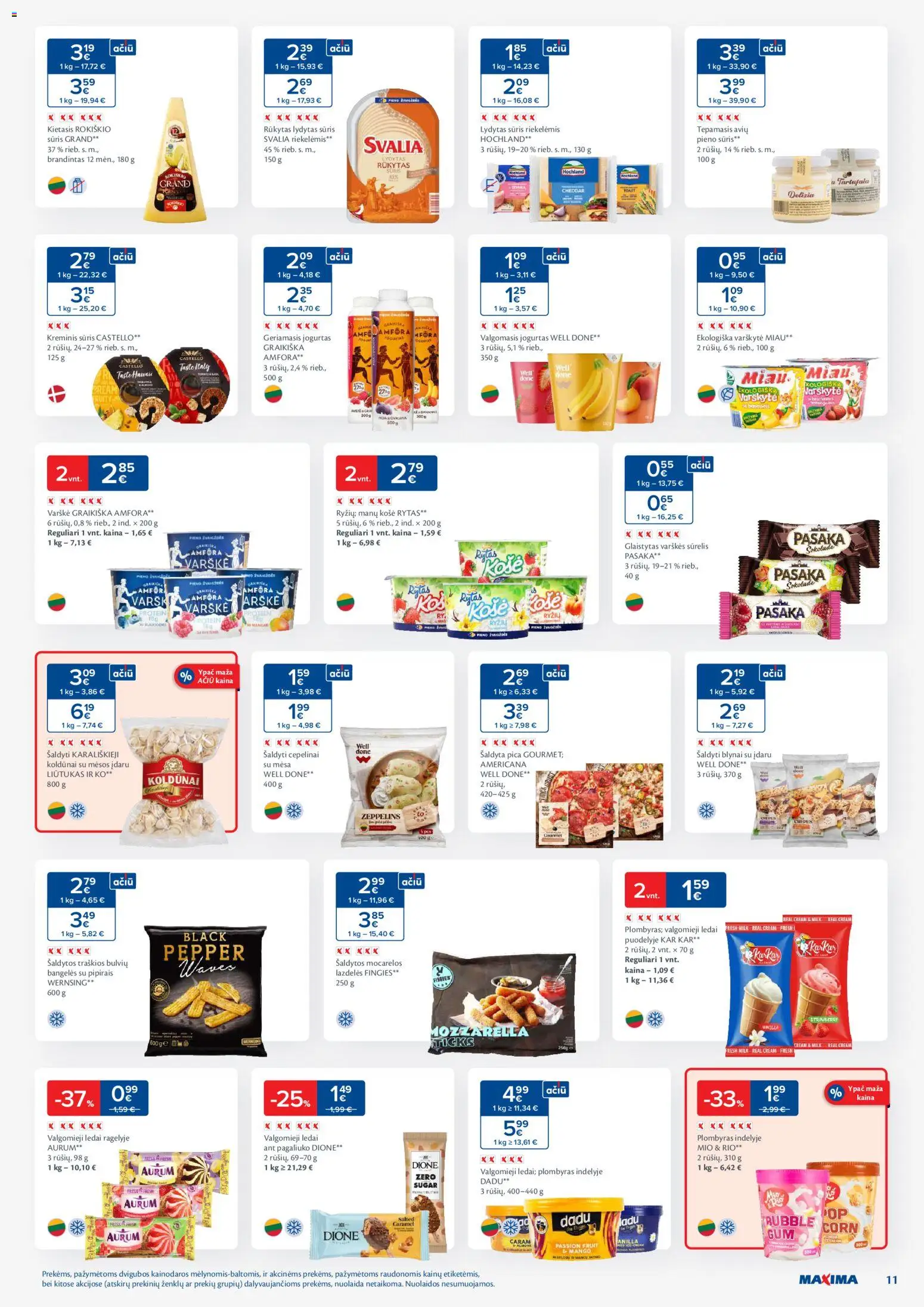 MAXIMA akcijos nuo 29.12.2025 | Puslapis: 11 | Prekių: Sūrelis, Varškė, Plombyras, Pica