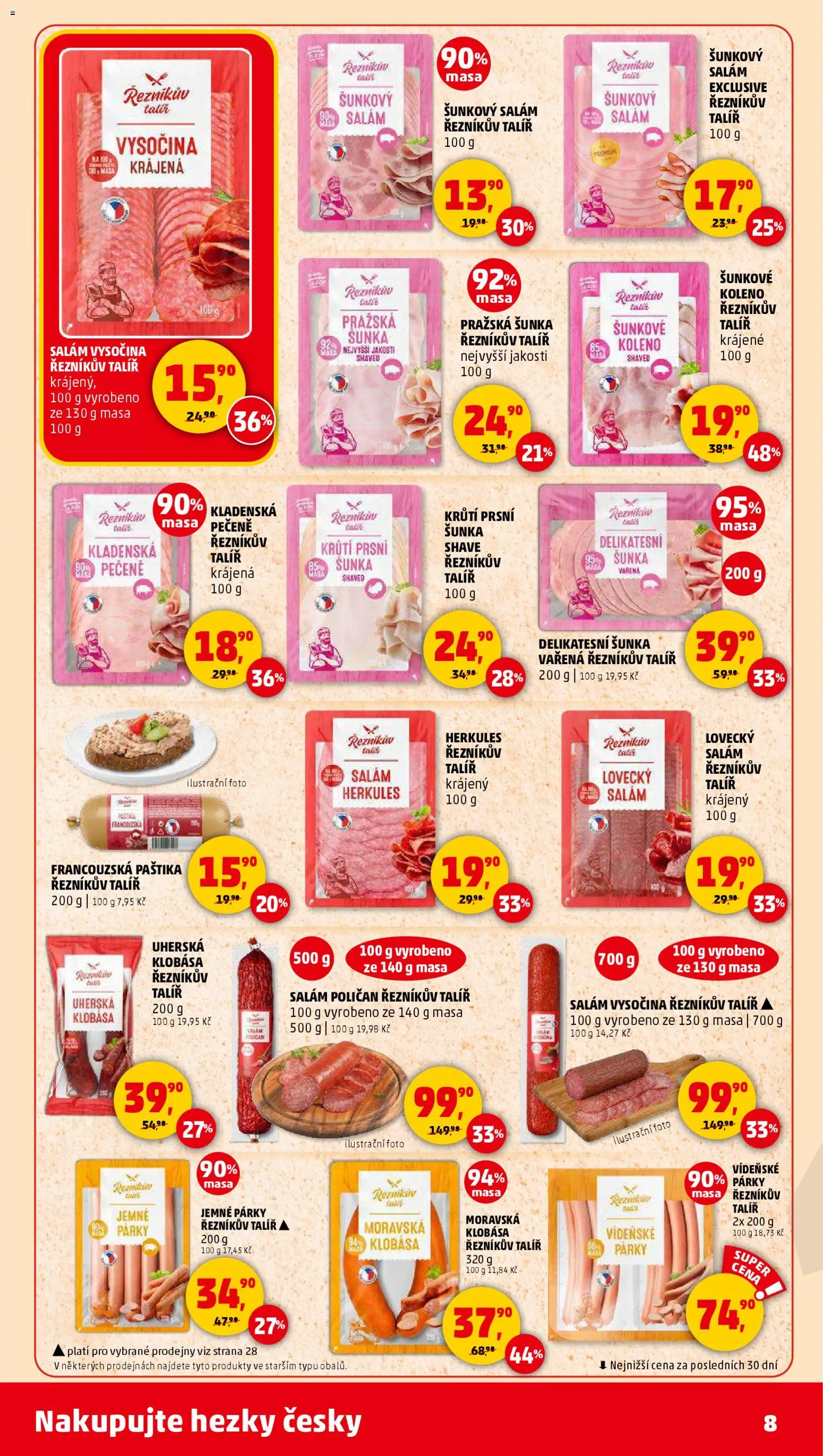 Penny Market leták - Čtvrtečník od 30.10.2025 | Strana: 8 | Produkty: Šunka, Pražská šunka, Klobása, Šunkový salám