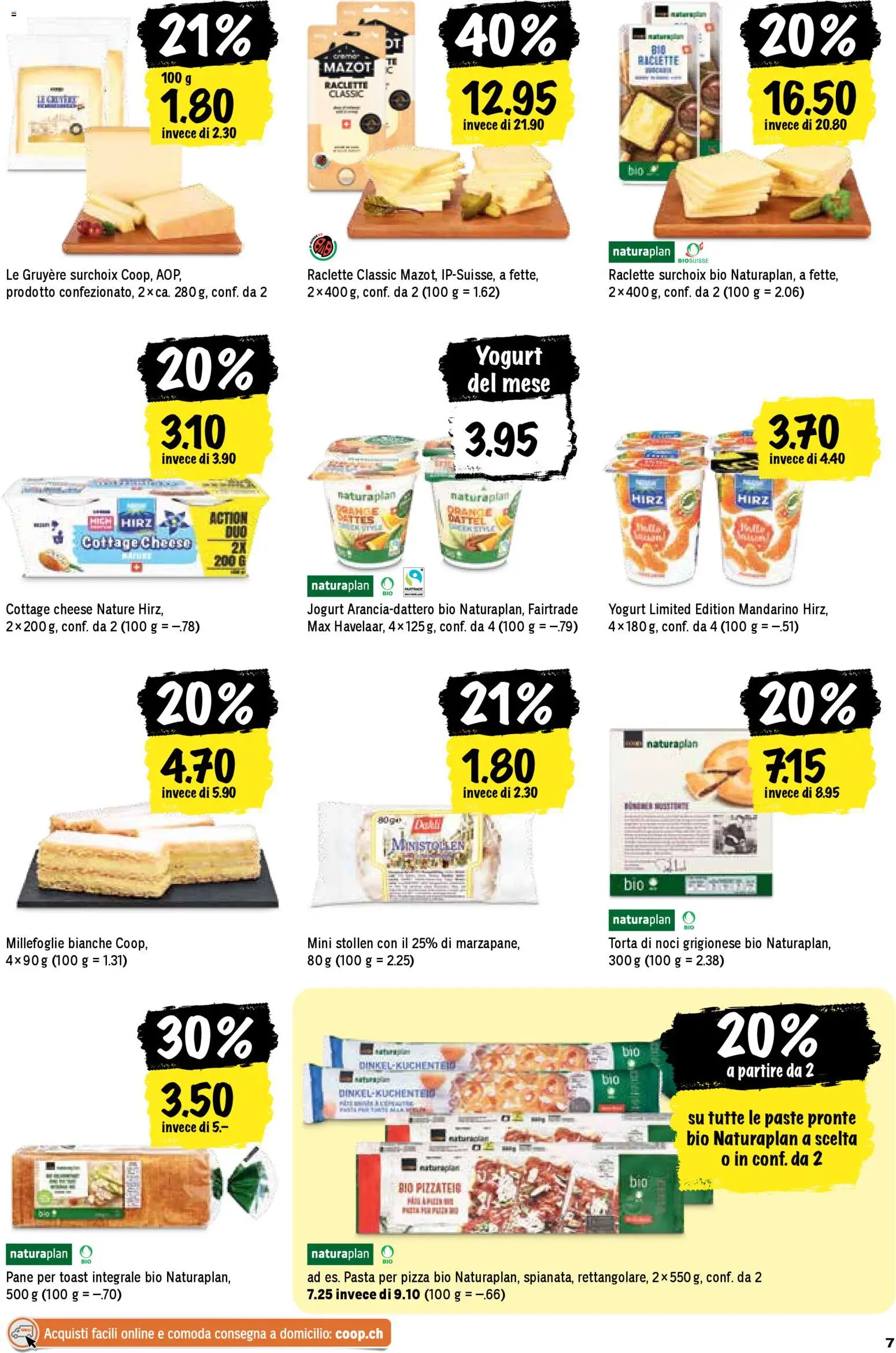 Coop - Una settimana di azioni – gültig ab 06.11.2025 | Seite: 7 | Produkte: Pane, Pizza, Pasta, Raclette