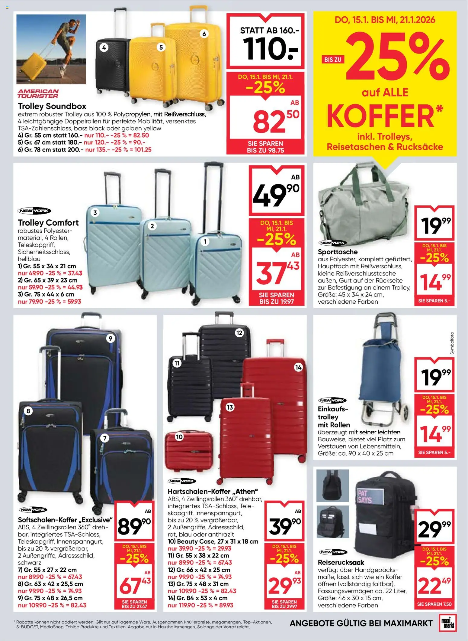 Maximarkt Flugblatt gültig ab 15.01.2026 | Seite: 17 | Produkte: Koffer
