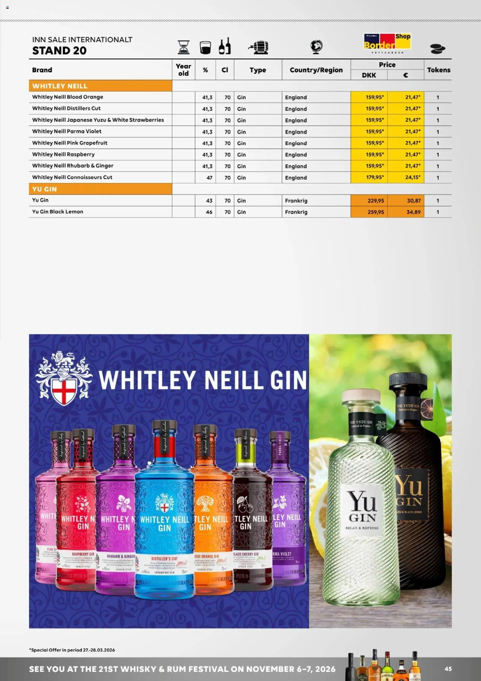 Bordershop tilbudsavis – gyldig fra 27.03.2026 | Side: 45 | Produkter: Gin, Whisky, Cherry