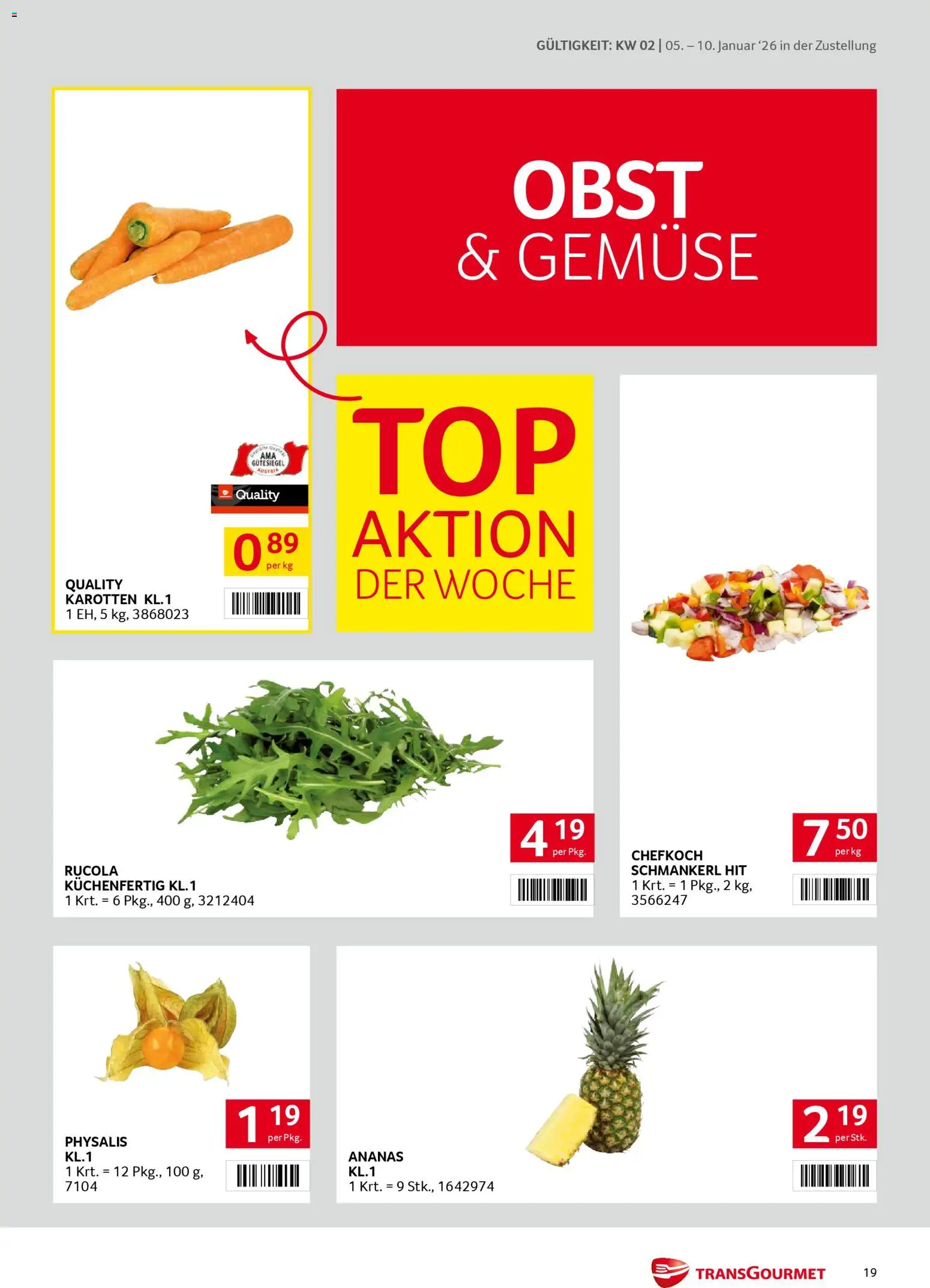 Transgourmet Zustellaktion gültig ab 05.01.2026 | Seite: 19 | Produkte: Gemüse, Obst, Ananas