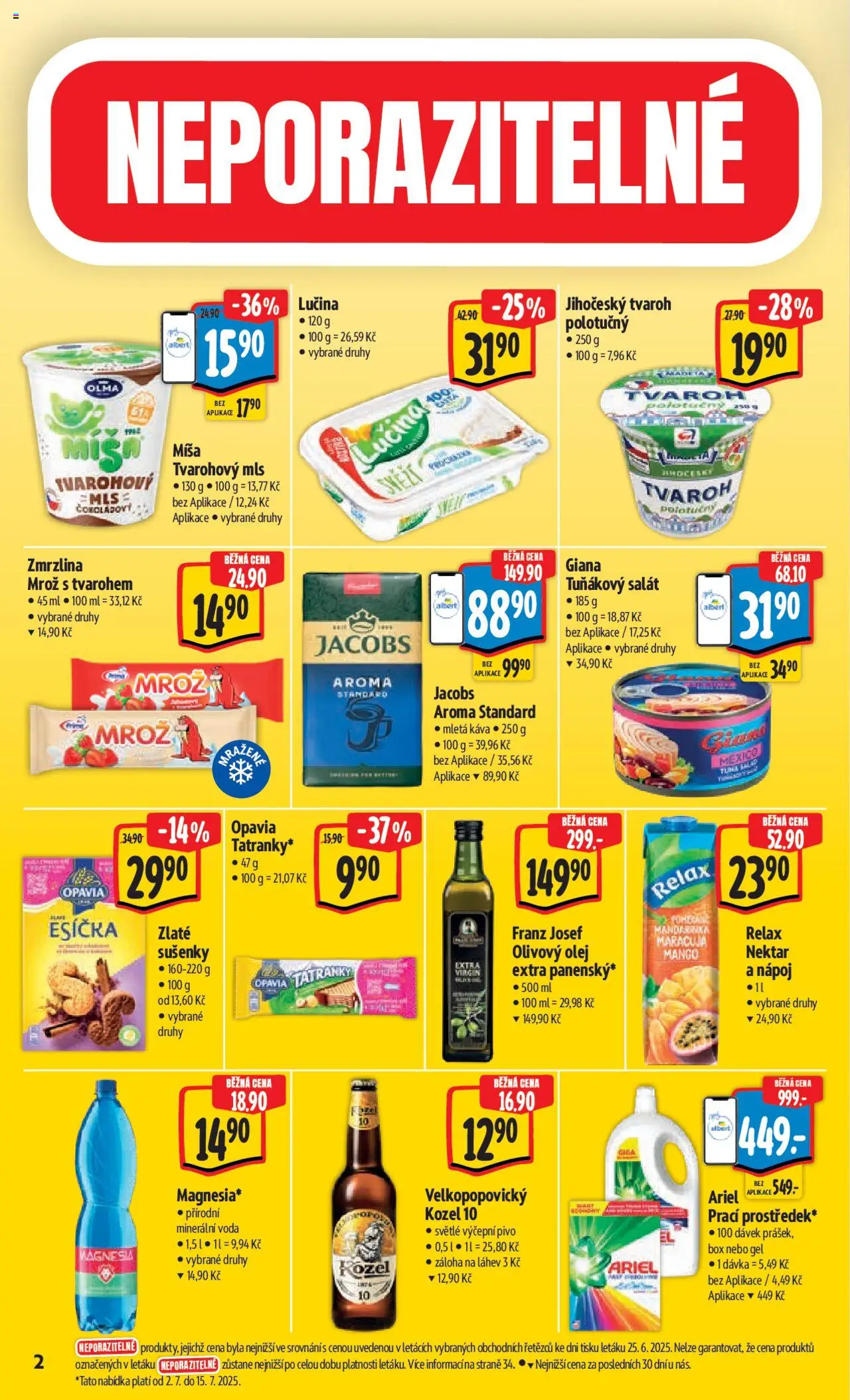 Albert leták - Hypermarket od 02.07.2025 | Strana: 6 | Produkty: Tvaroh, Ariel, Mletá káva, Láhev