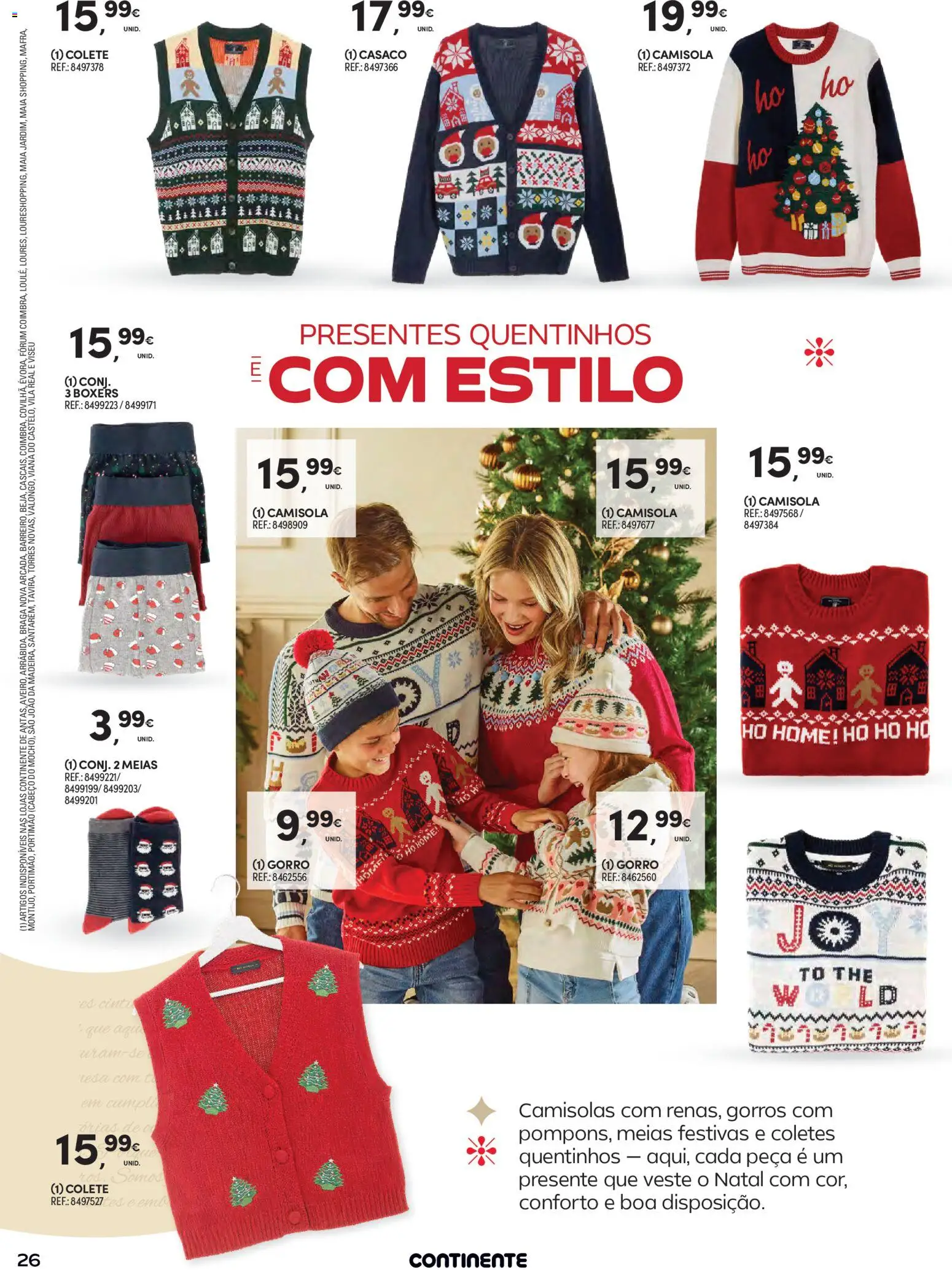 Continente - Natal │ válido de 11.11.2025 | Página: 26 | Produtos: Casaco, Colete, Gorro, Meias