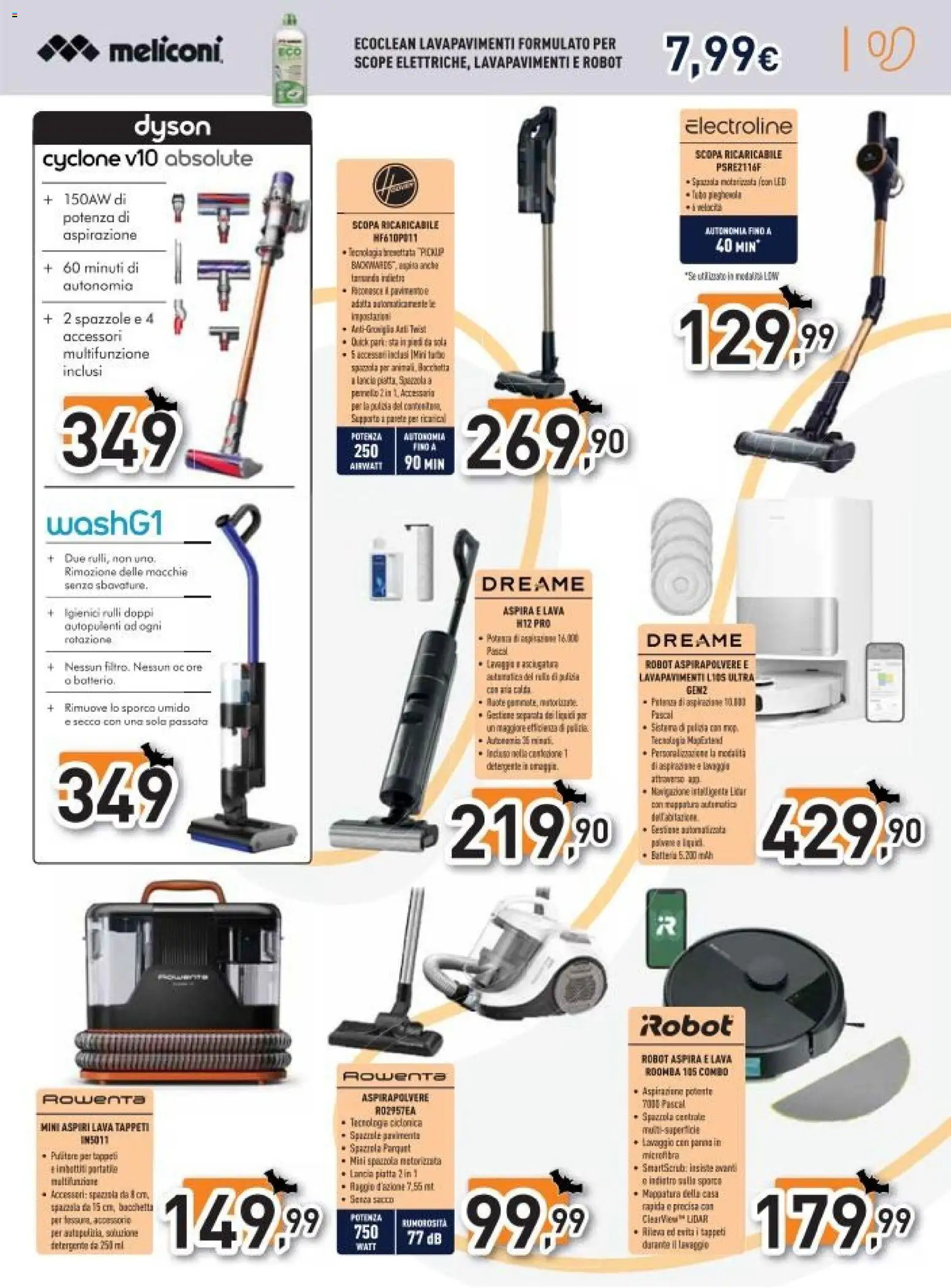 Volantino Unieuro del 27.10.2025 | Pagina: 23 | Prodotti: Detergente, Robot aspirapolvere, Aspirapolvere, Dyson