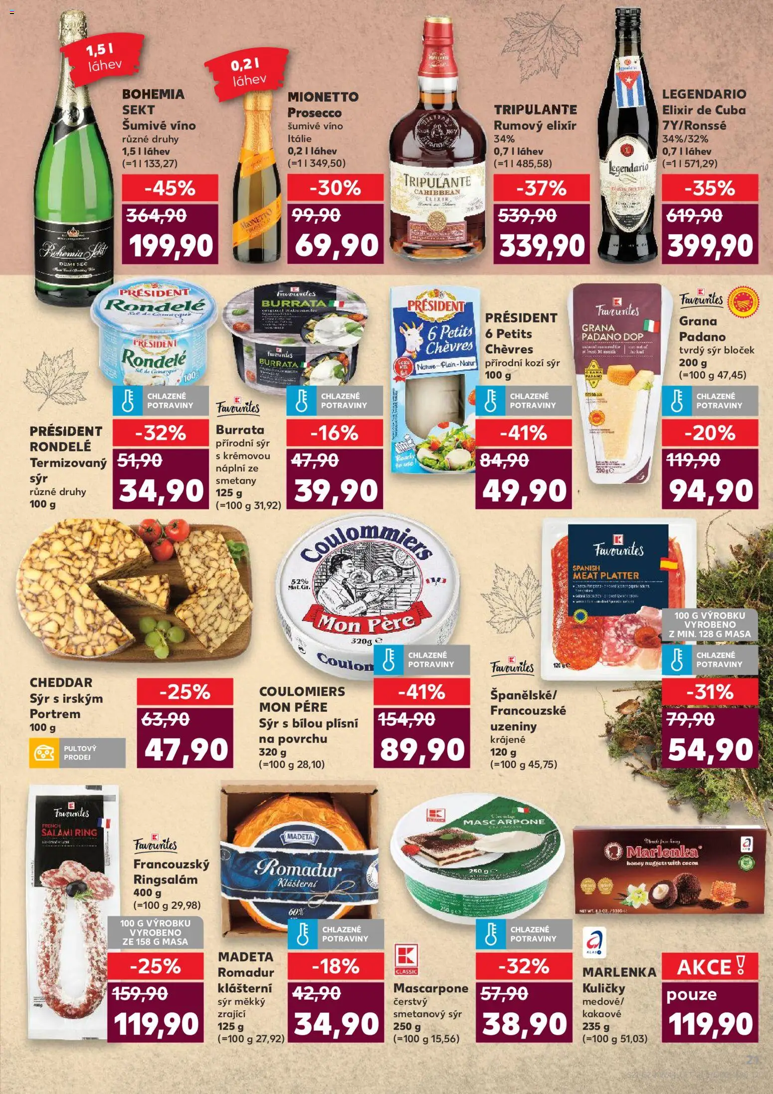 Kaufland leták - Kolín od 29.10.2025 | Strana: 21 | Produkty: Prosecco, Mascarpone, Legendario, Cheddar