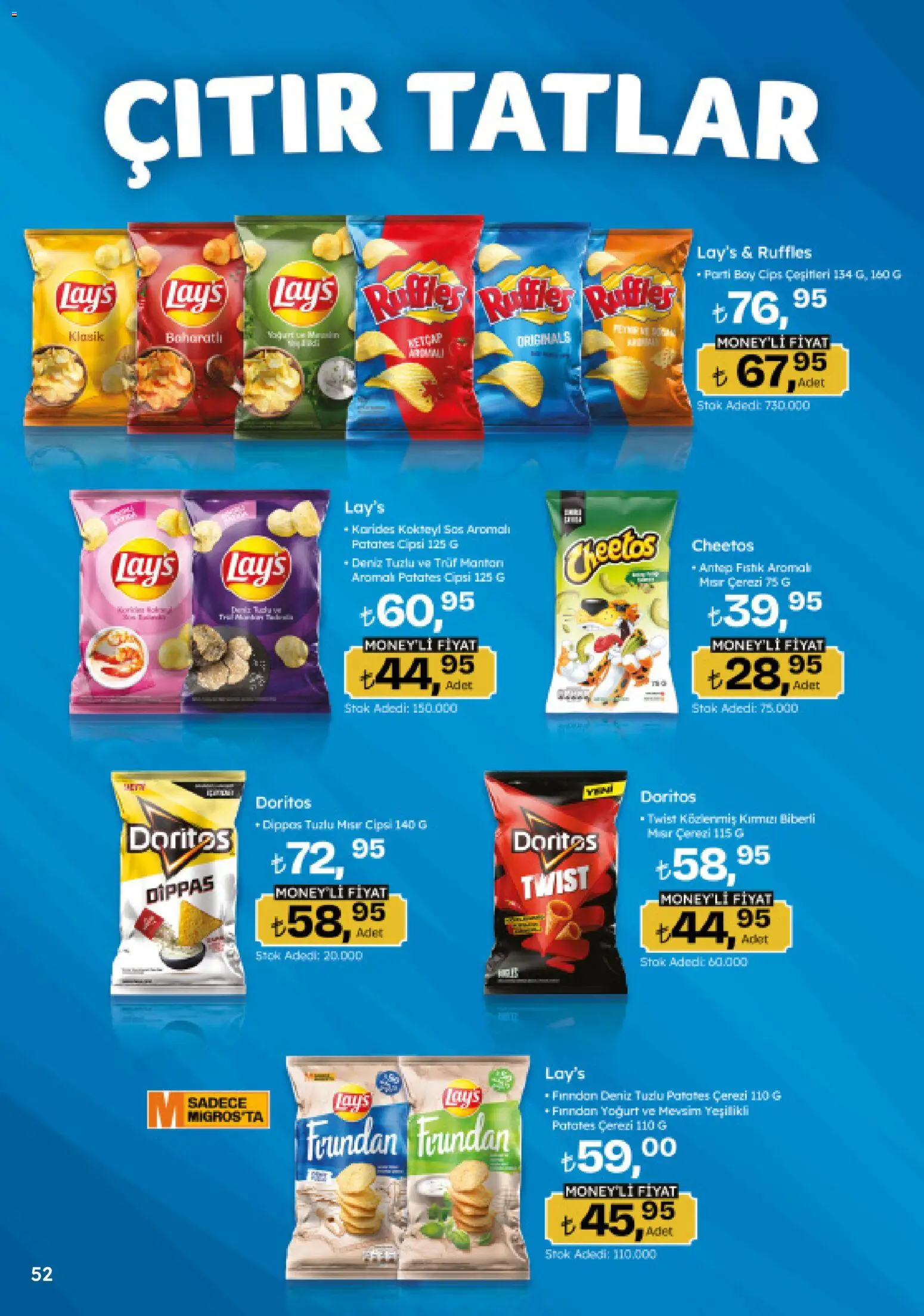Migros Katalog - Migroskop - 16.04.2026 tarihinden itibaren geçerlidir | Sayfa: 52 | Ürünler: Cips, Patates, Sos, Mısır