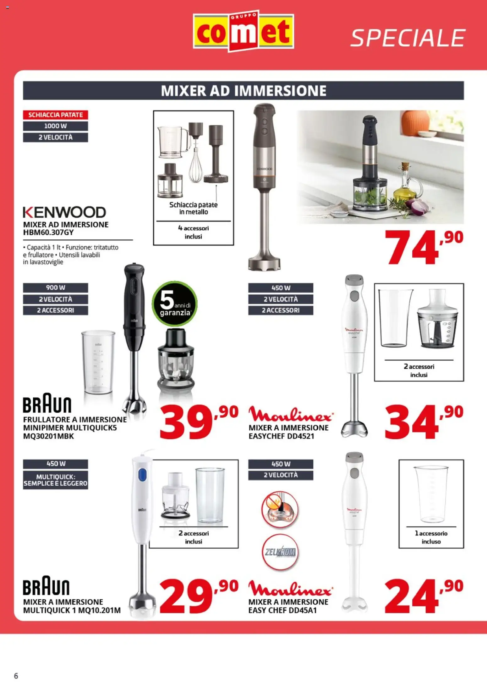 Volantino Comet del 06.03.2026 | Pagina: 6 | Prodotti: Frullatore, Tritatutto, Lavastoviglie, Mixer