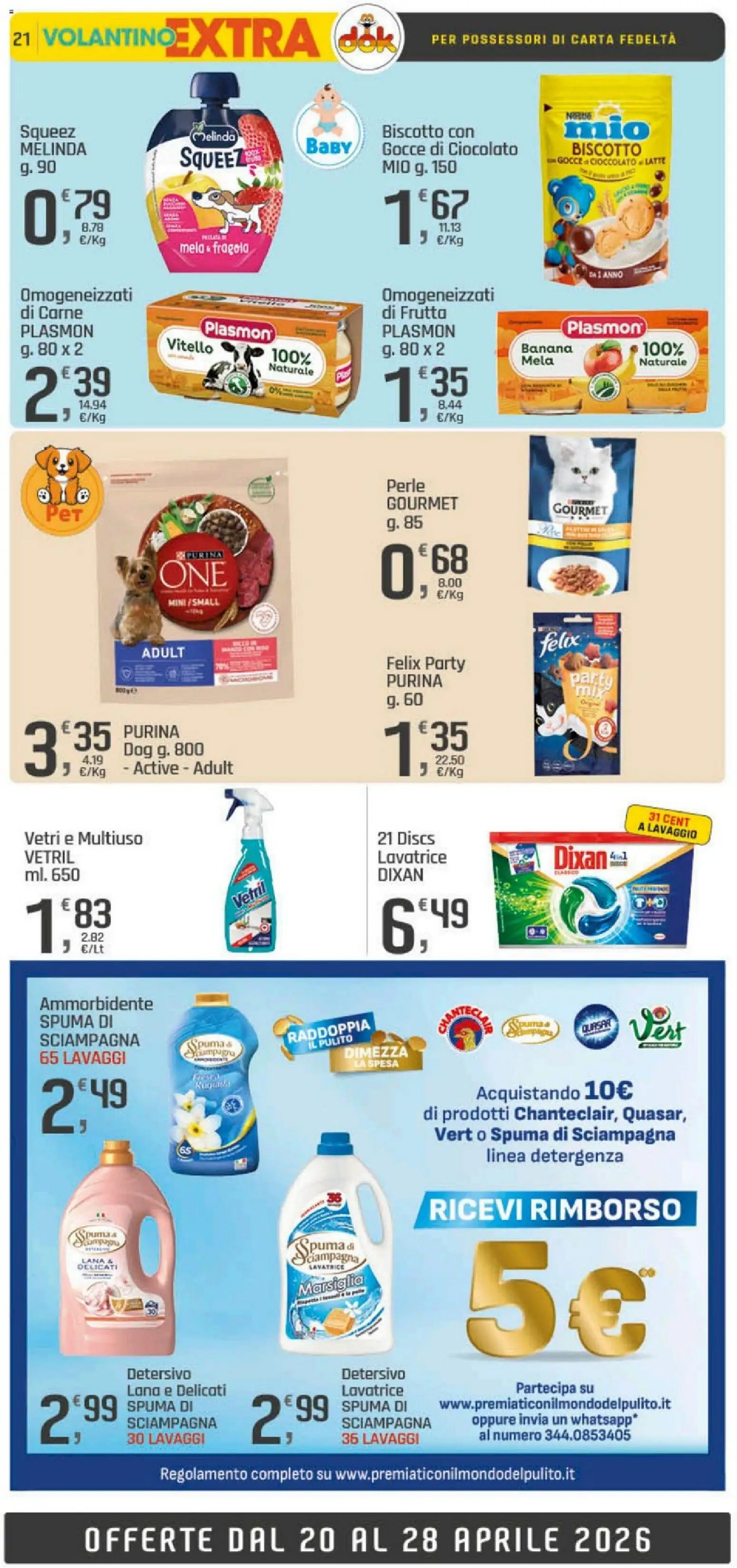 Volantino DOK del 20.04.2026 | Pagina: 21 | Prodotti: Ammorbidente, Frutta, Lavatrice, Vitello