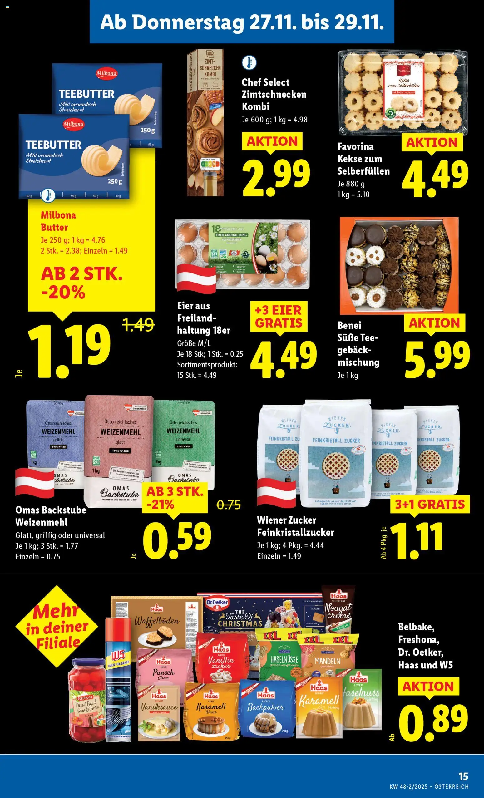 Lidl Flugblatt - Eisenstadt, Ebenfurth, Mattersburg gültig ab 27.11.2025 | Seite: 17 | Produkte: Zucker, Creme, Eier, Tee