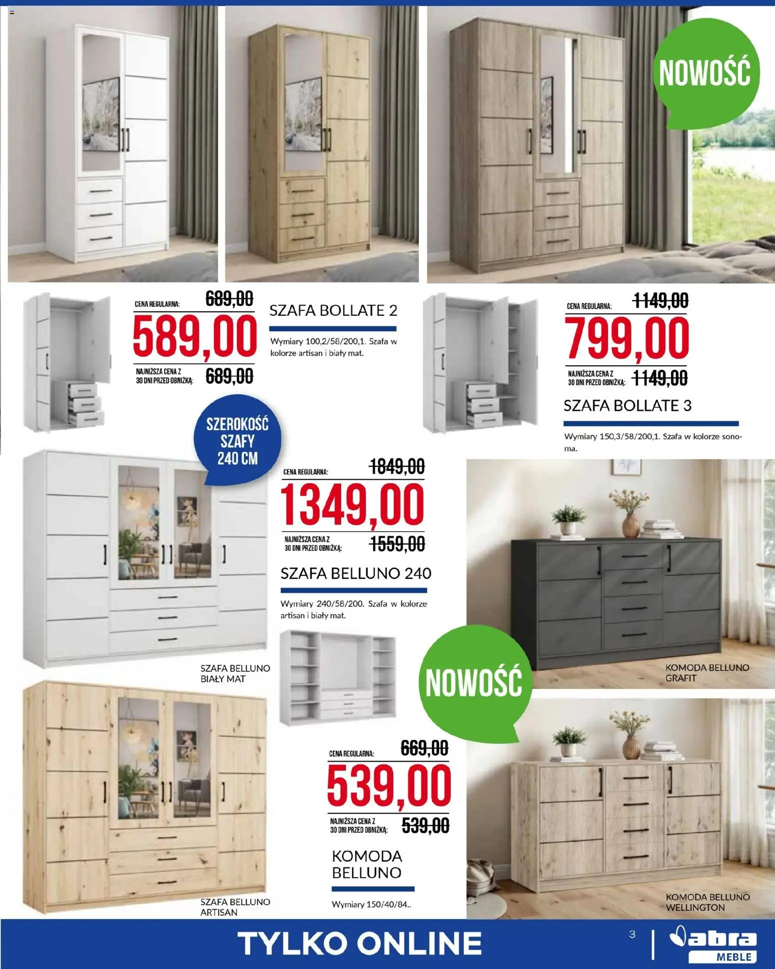 Abra meble Gazetka od 07.01.2026 | Strona: 3 | Produkty: Szafa, Komoda