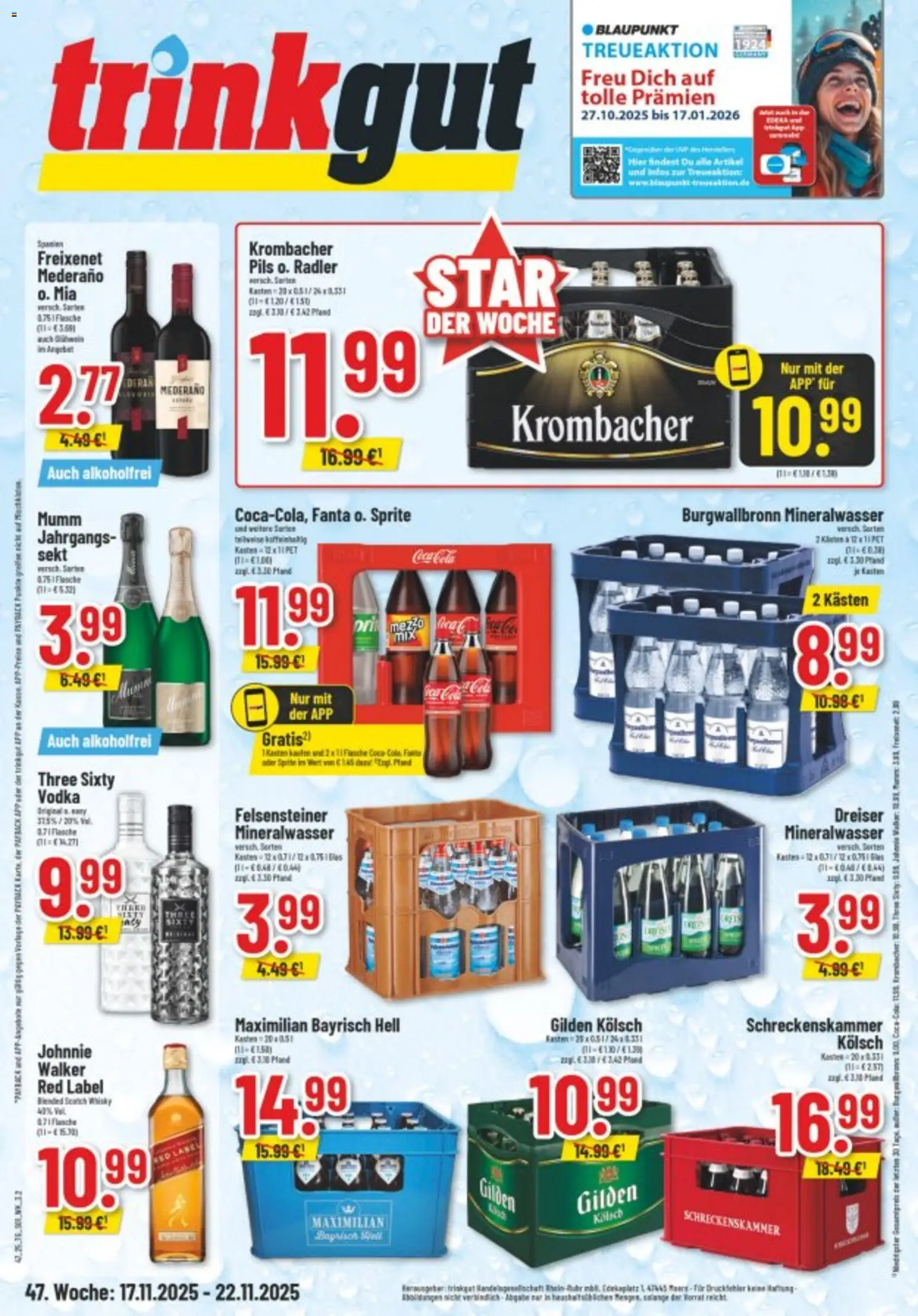Trinkgut Prospekt 	 – gültig ab 17.11.2025 | Seite: 1 | Produkte: Whisky, Sprite, Sekt, Krombacher