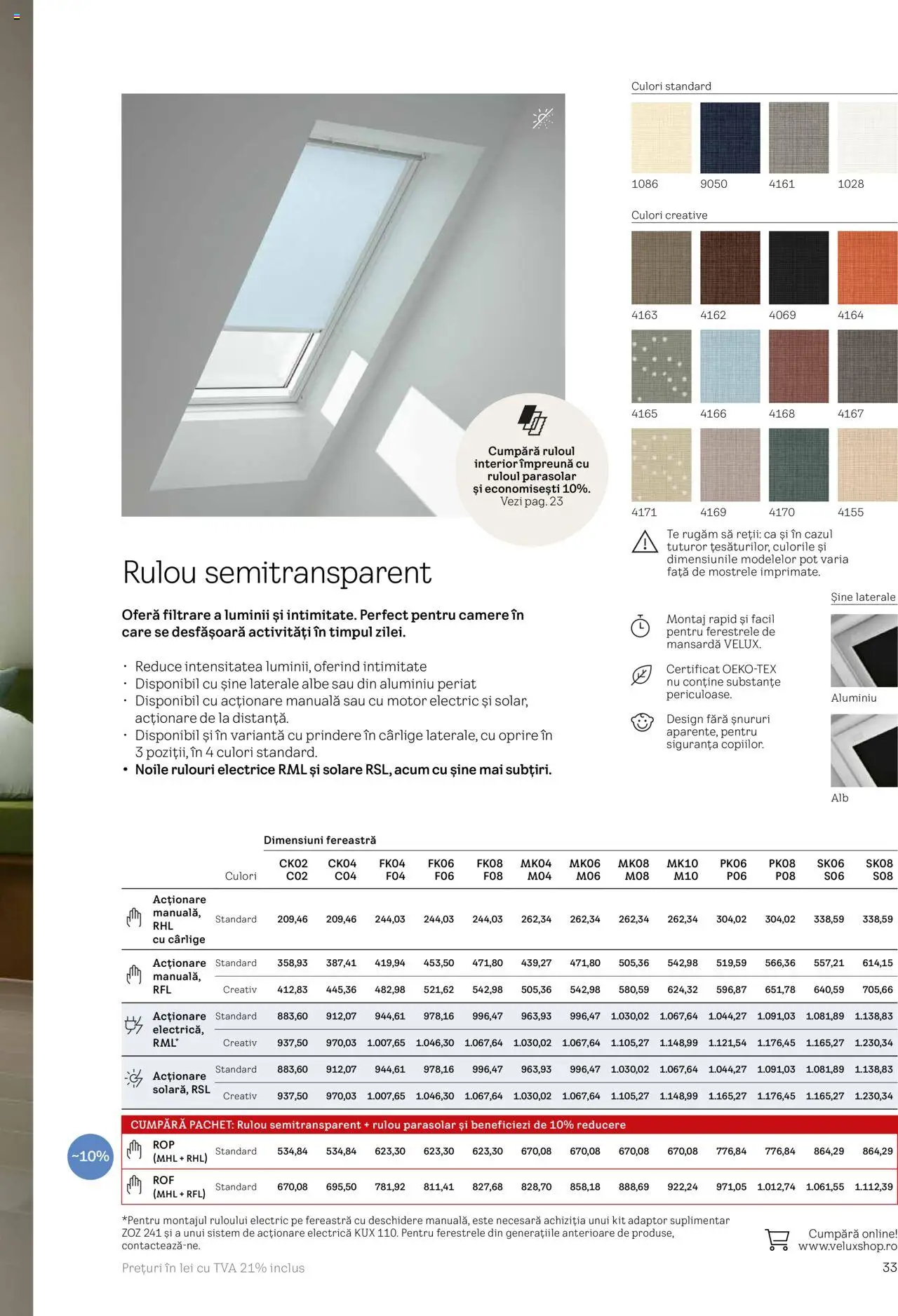 Velux catalog - Rulouri şi rolete – valabil de la 25.02.2025 | Pagină: 33 | Produse: Adaptor, Fereastră