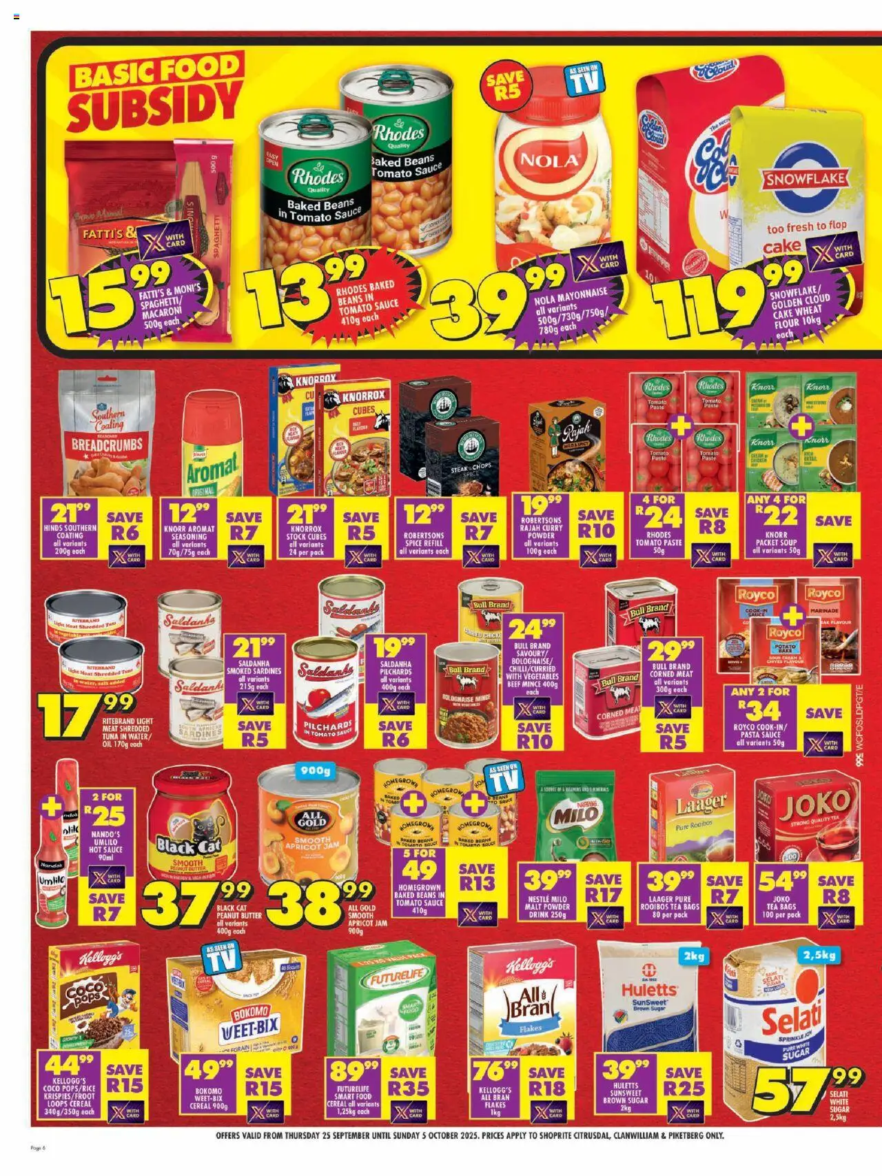 New Shoprite catalogue – valid from 25.09.2025 | Page: 6 | Products: Jam, Tomato sauce, Flakes, Stock