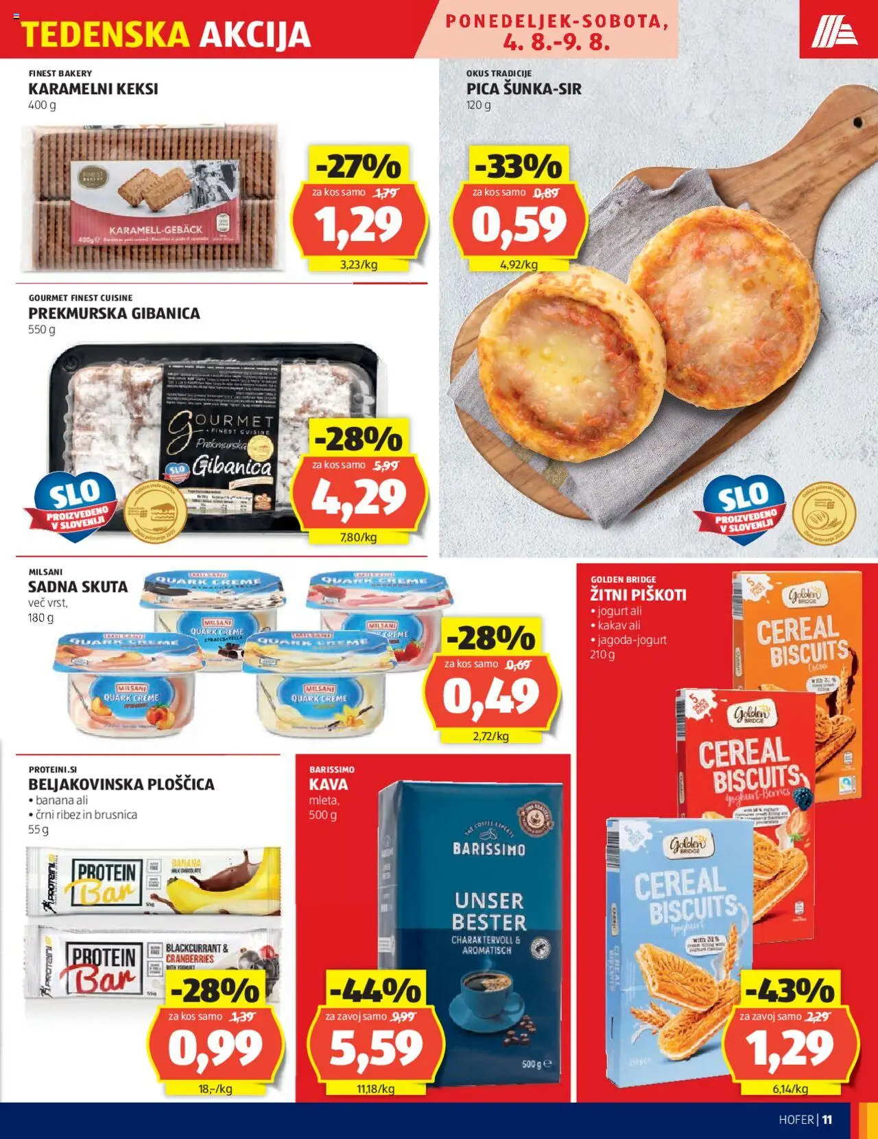 Hofer katalog │ velja od 31.07.2025 | Stran: 11 | Izdelki: Keksi, Jogurt, Kava, Skuta