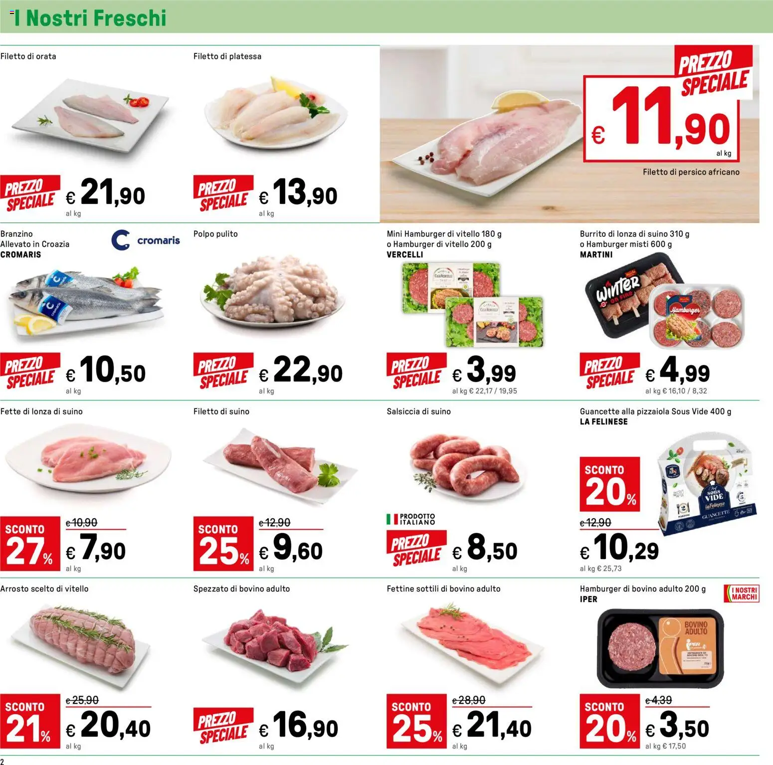 Volantino Iper del 23.01.2026 | Pagina: 2 | Prodotti: Arrosto, Orata, Salsiccia, Hamburger